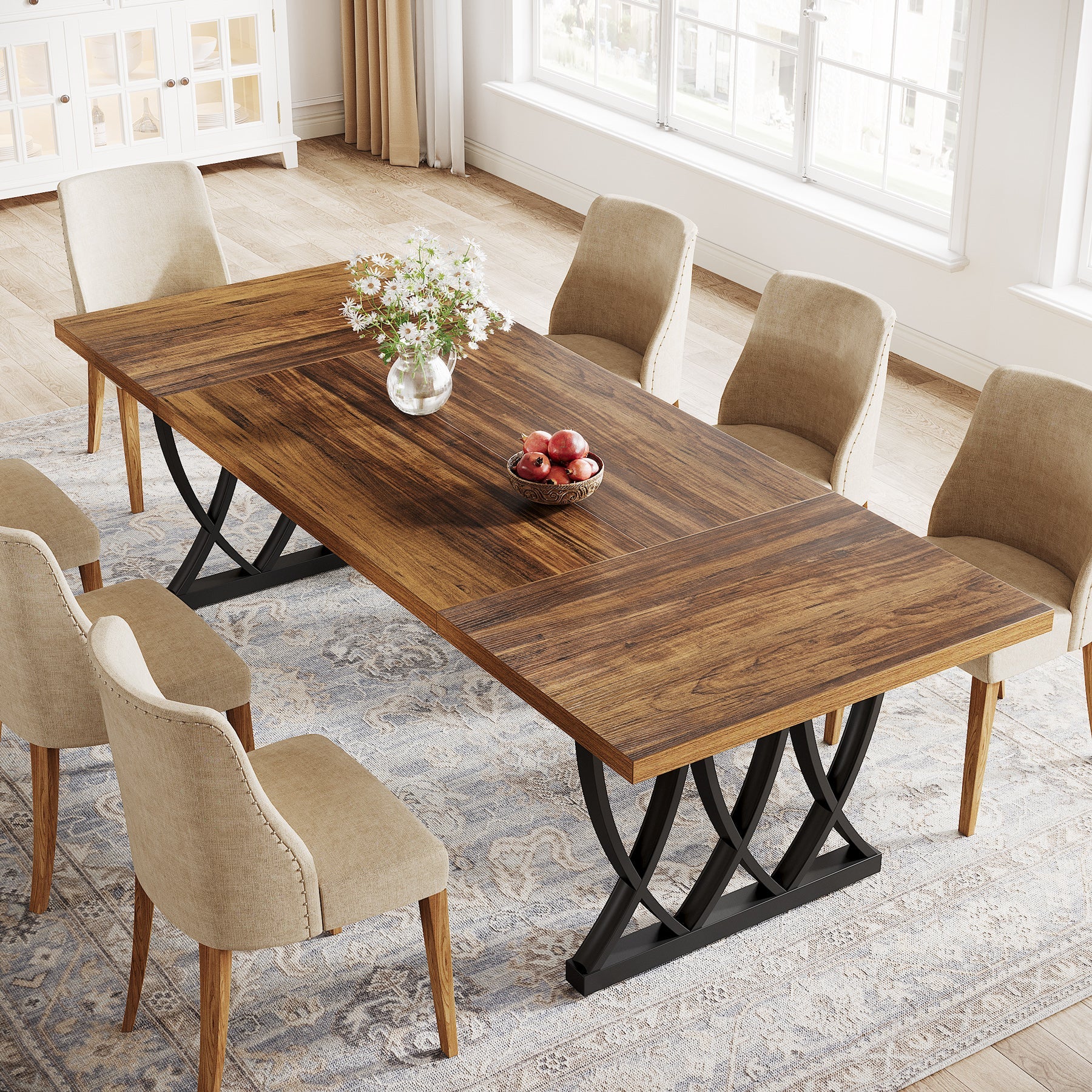 70.8" Dining Table, Wood Kitchen Table Dinner Table for 6 - 8 People Tribesigns