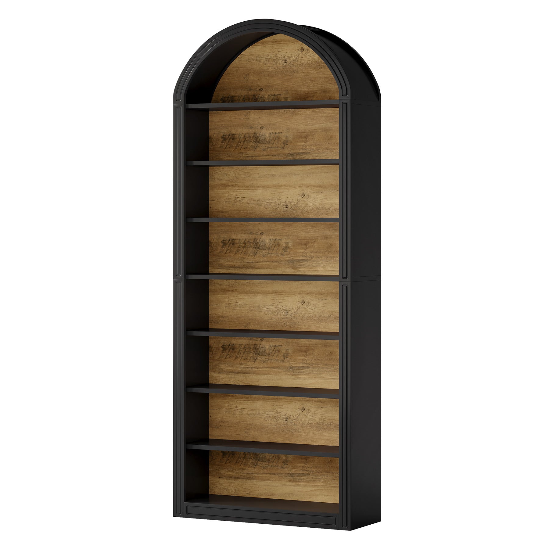 6-Tier / 8-Tier Bookshelf, Wooden Arched Bookcase Display Shelving Unit