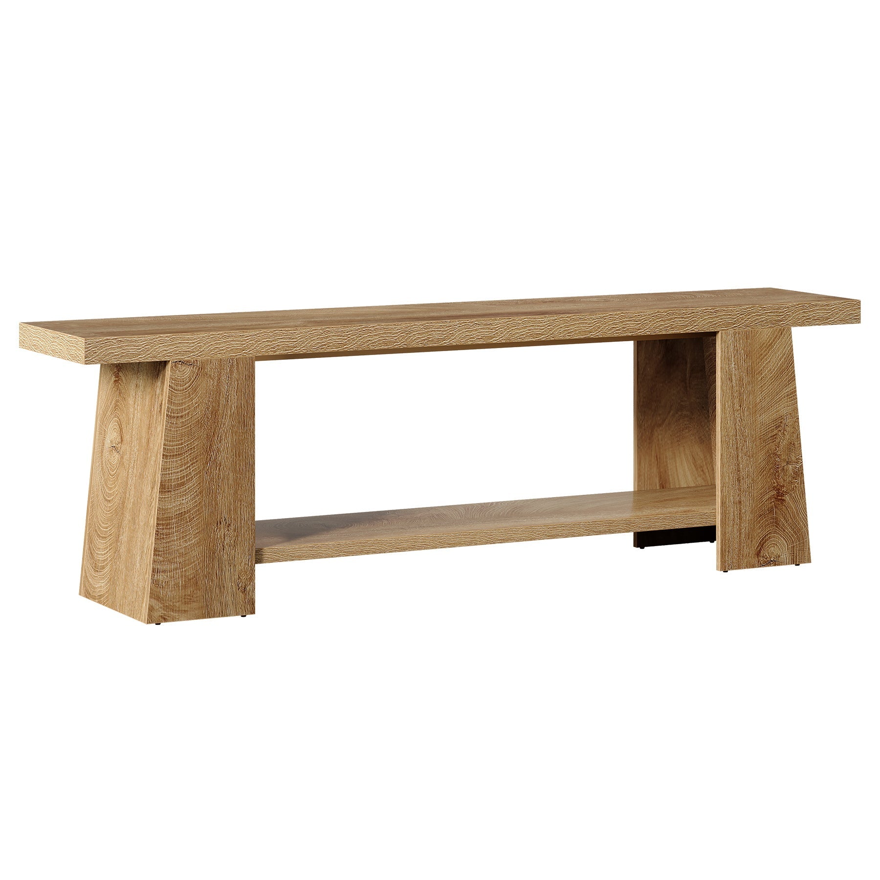 2-Tier Entryway Bench, 59" Shoe Bench End of Bed Bench with Storage Shelves