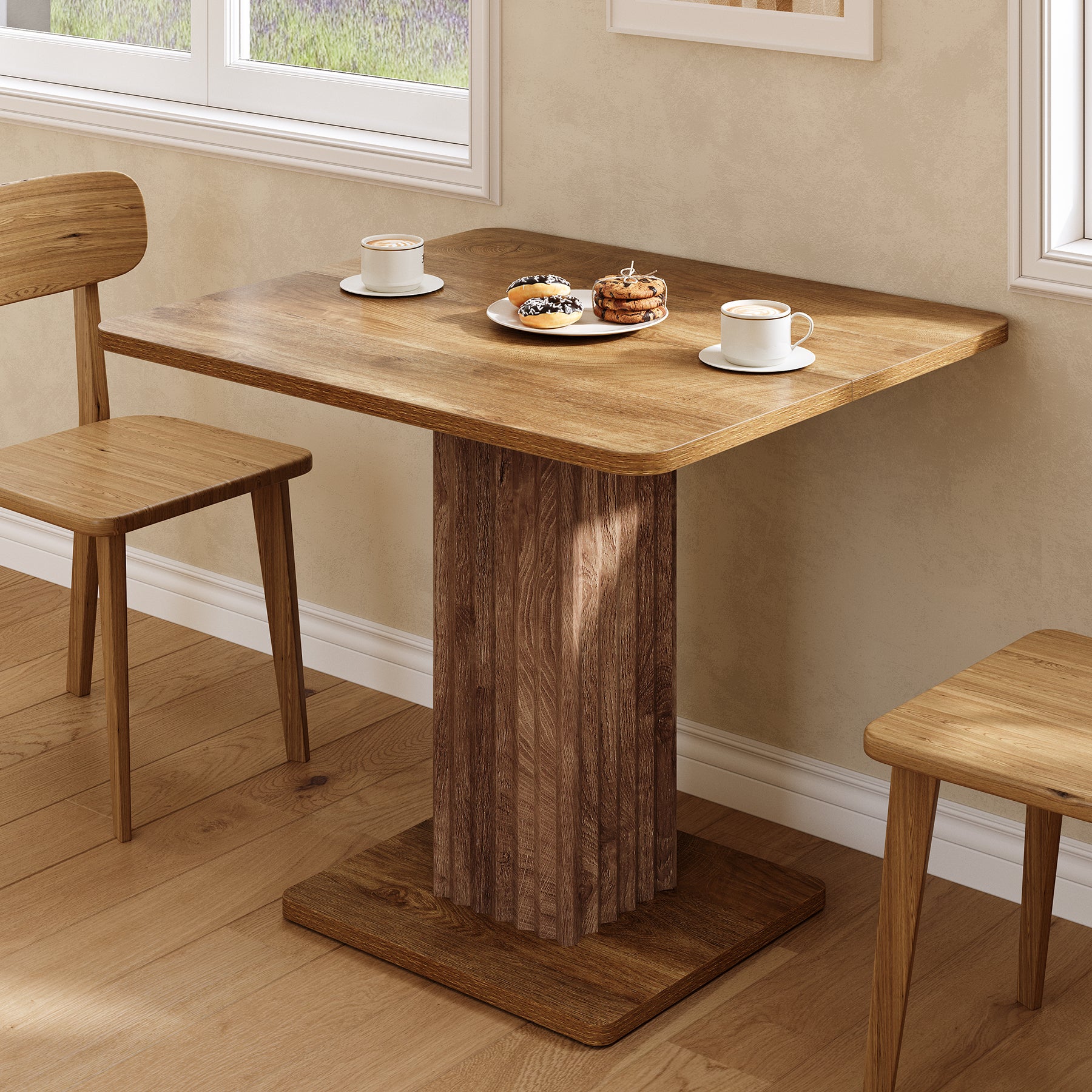35.43" L x 31.5" W Dining Table, Farmhouse Kitchen Table for 2-4 People