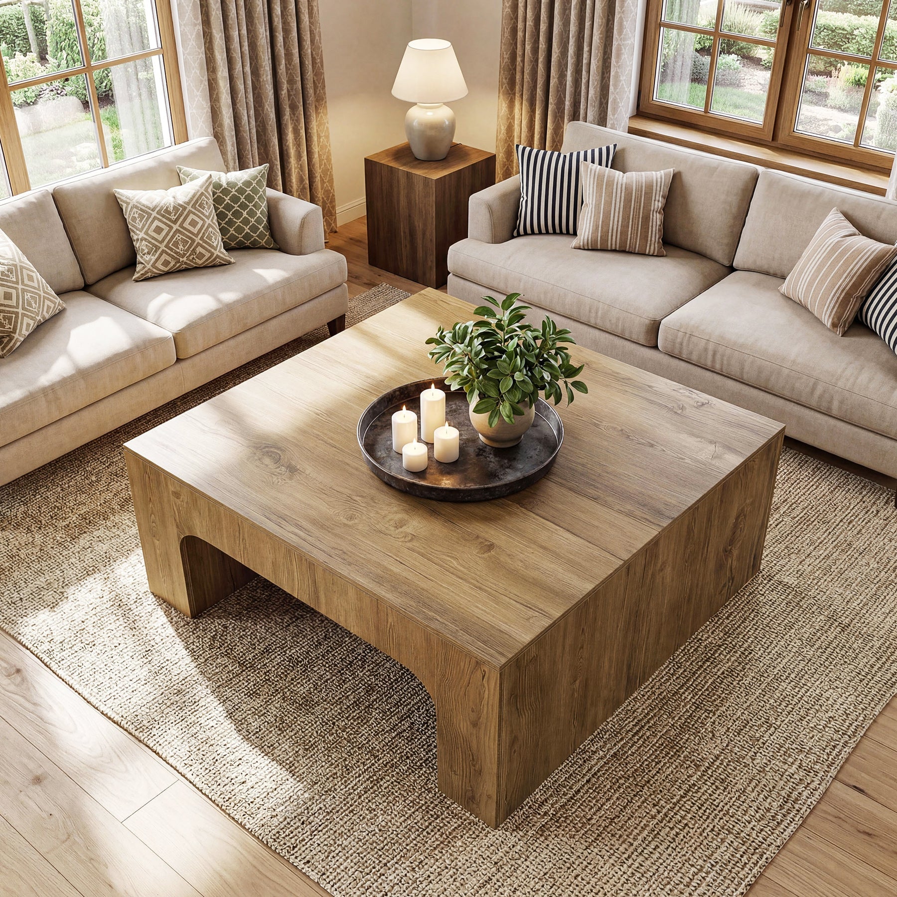 39" Square Coffee Table, Farmhouse Center Table for Living Room