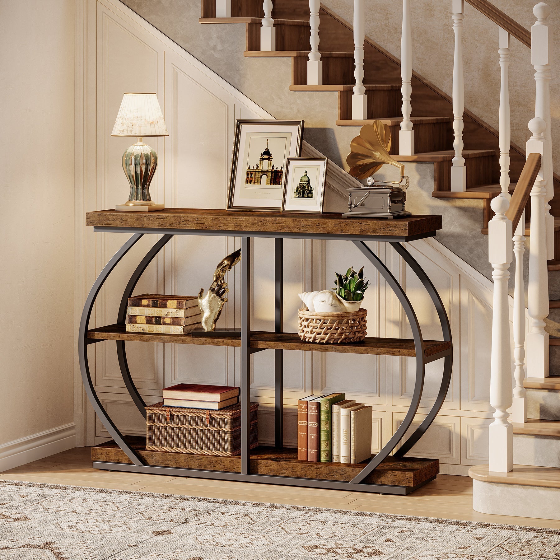 41" Console Table, 3 - Tier Sofa Entryway Table with Storage Shelves Tribesigns