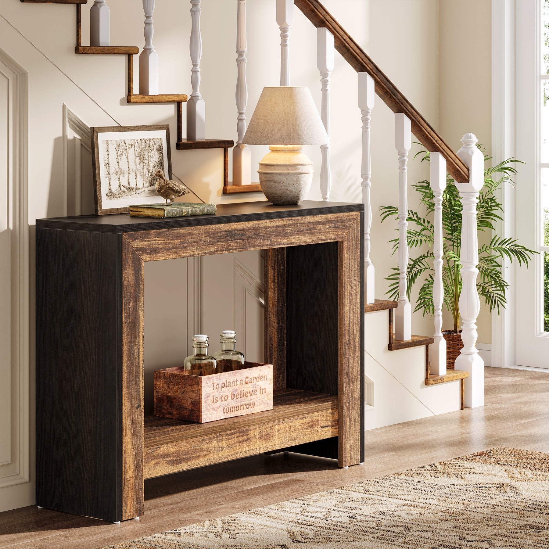 41" Console Table, Farmhouse Hallway Table Sofa Table with Open Storage Tribesigns