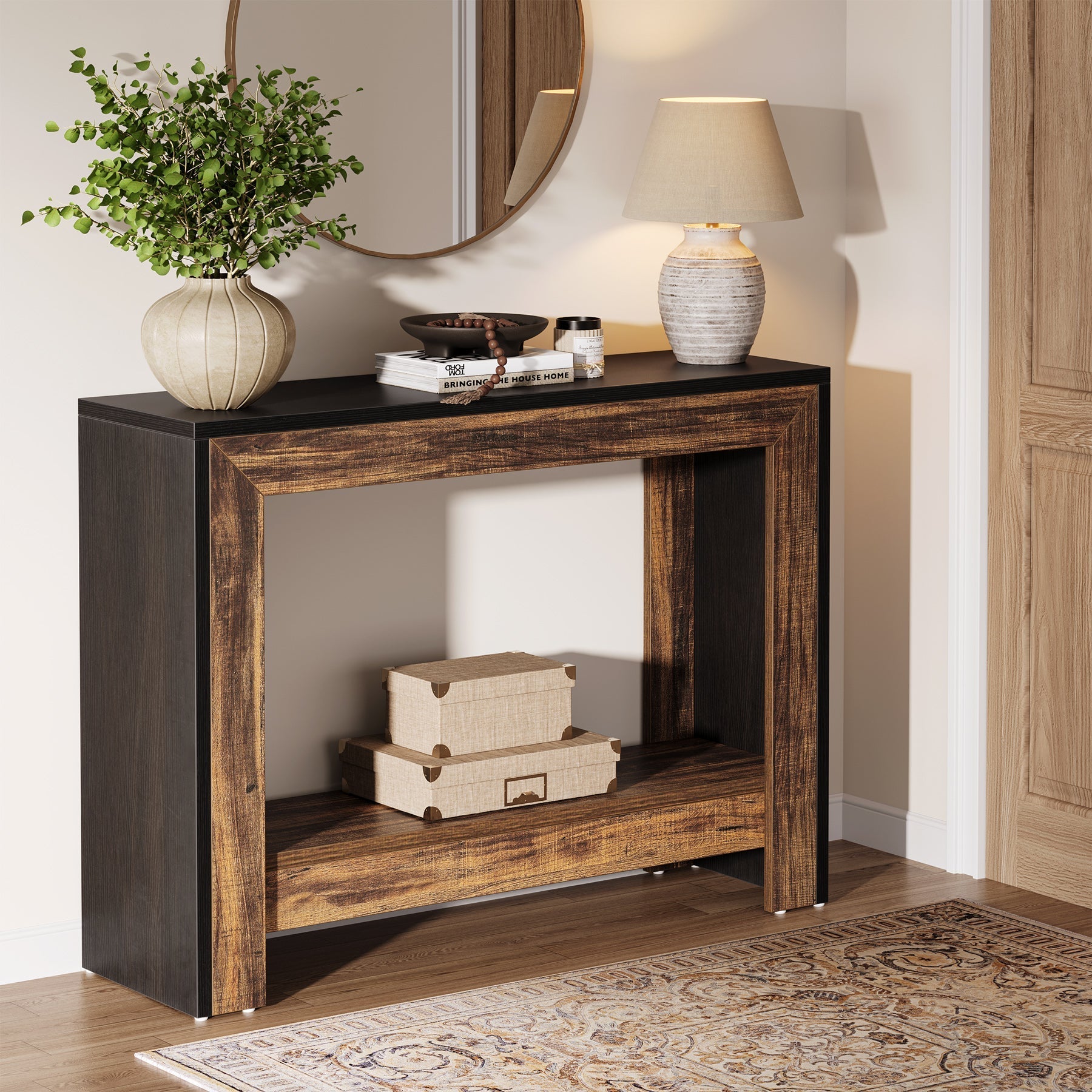 41" Console Table, Farmhouse Hallway Table Sofa Table with Open Storage Tribesigns