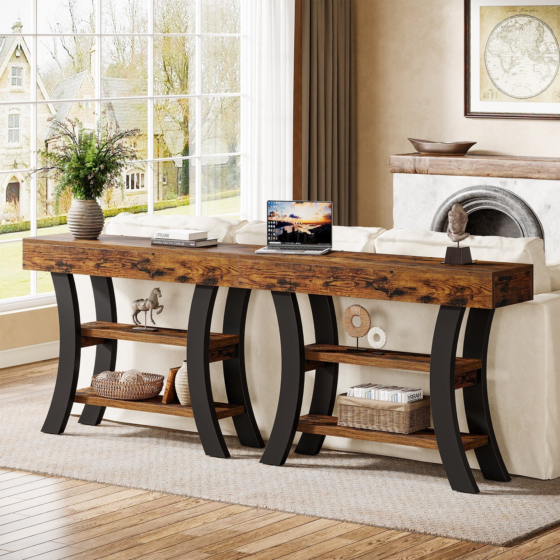 41" Console Table, Sofa Entryway Table with Storage Shelves Tribesigns