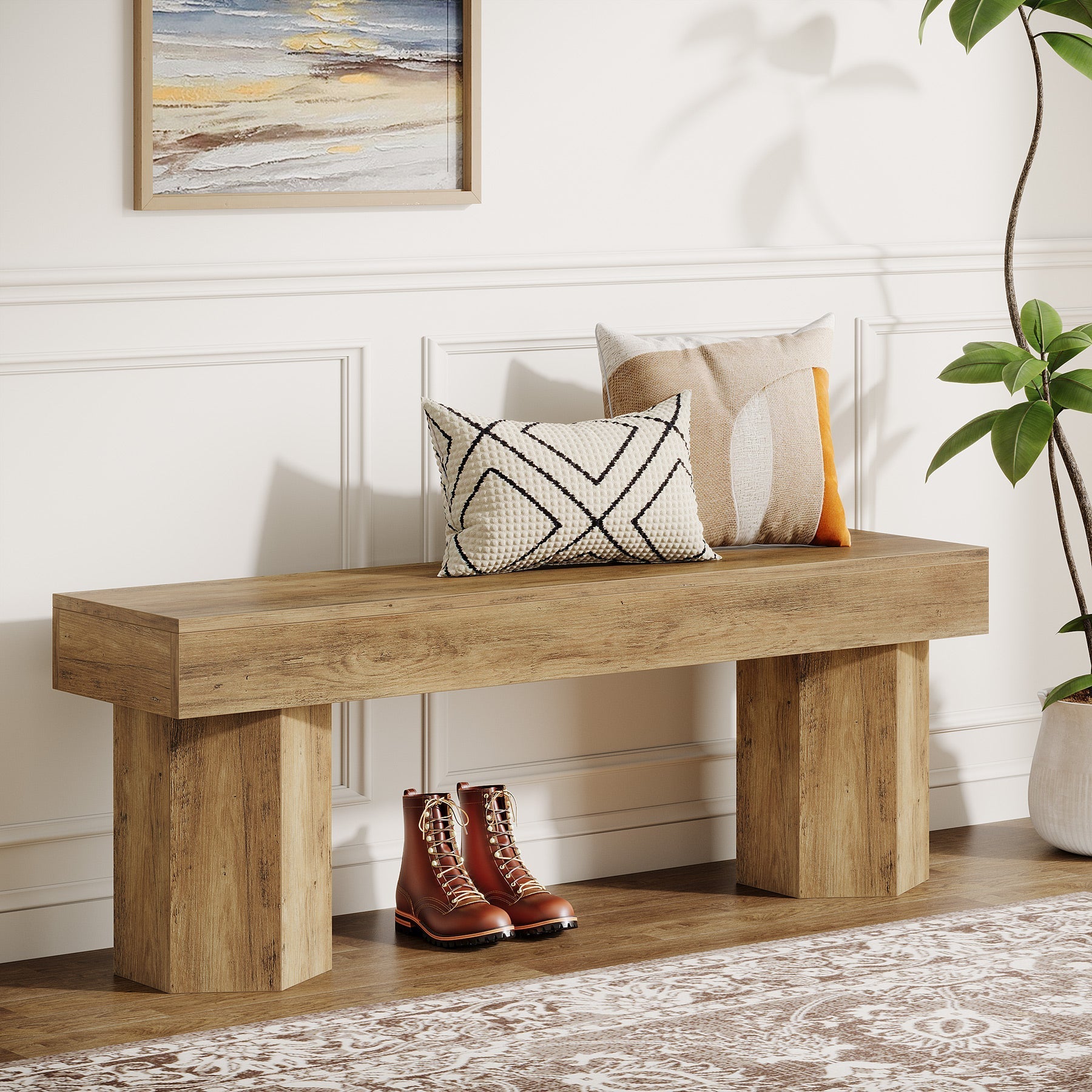 41" Entryway Bench, Wooden Indoor Hallway Bench Tribesigns
