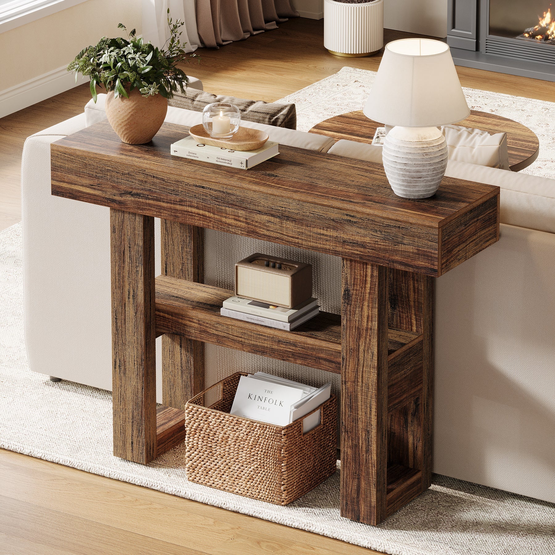 41.3" Console Table, 2 - Tier Narrow Sofa Entryway Table with Storage Tribesigns