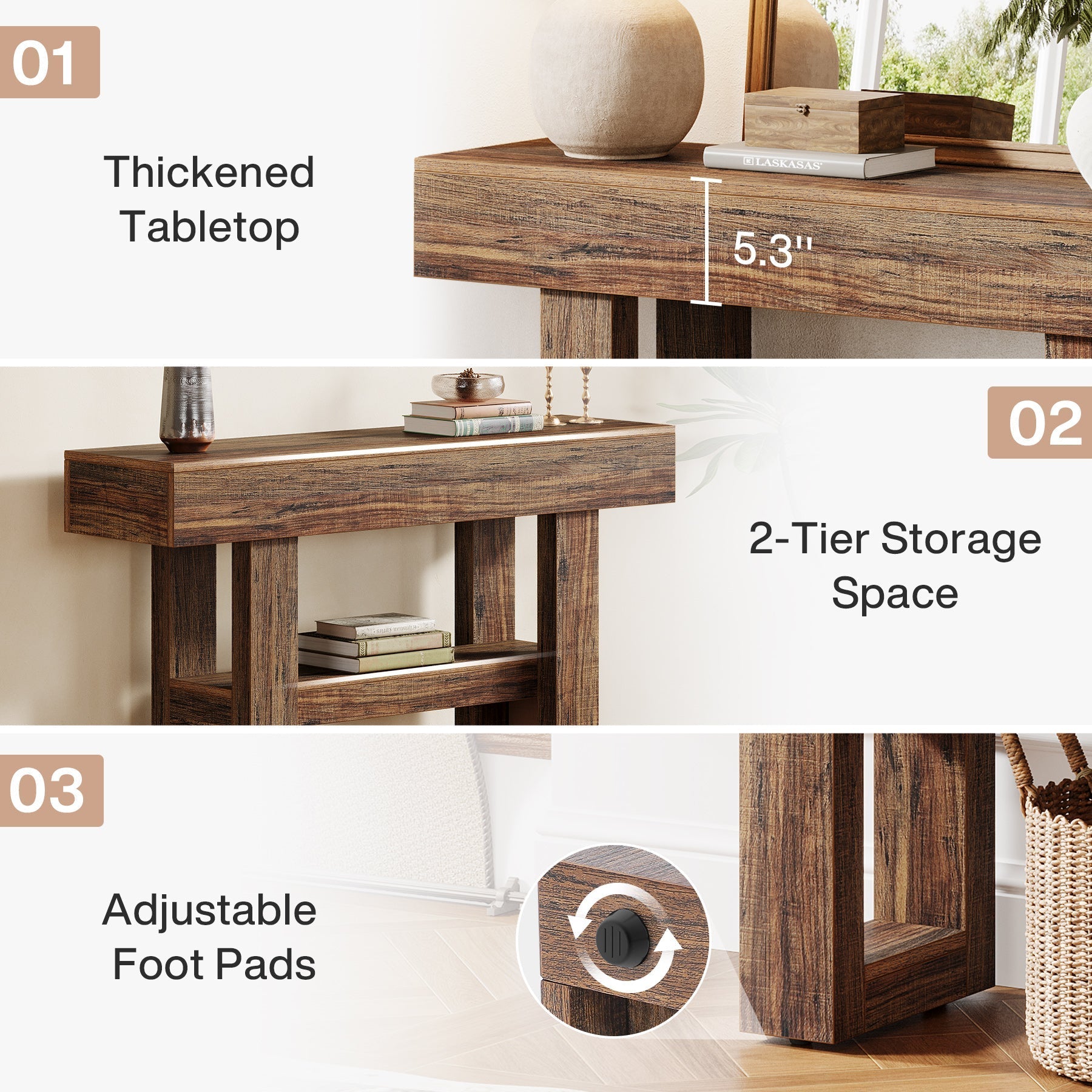 41.3" Console Table, 2 - Tier Narrow Sofa Entryway Table with Storage Tribesigns