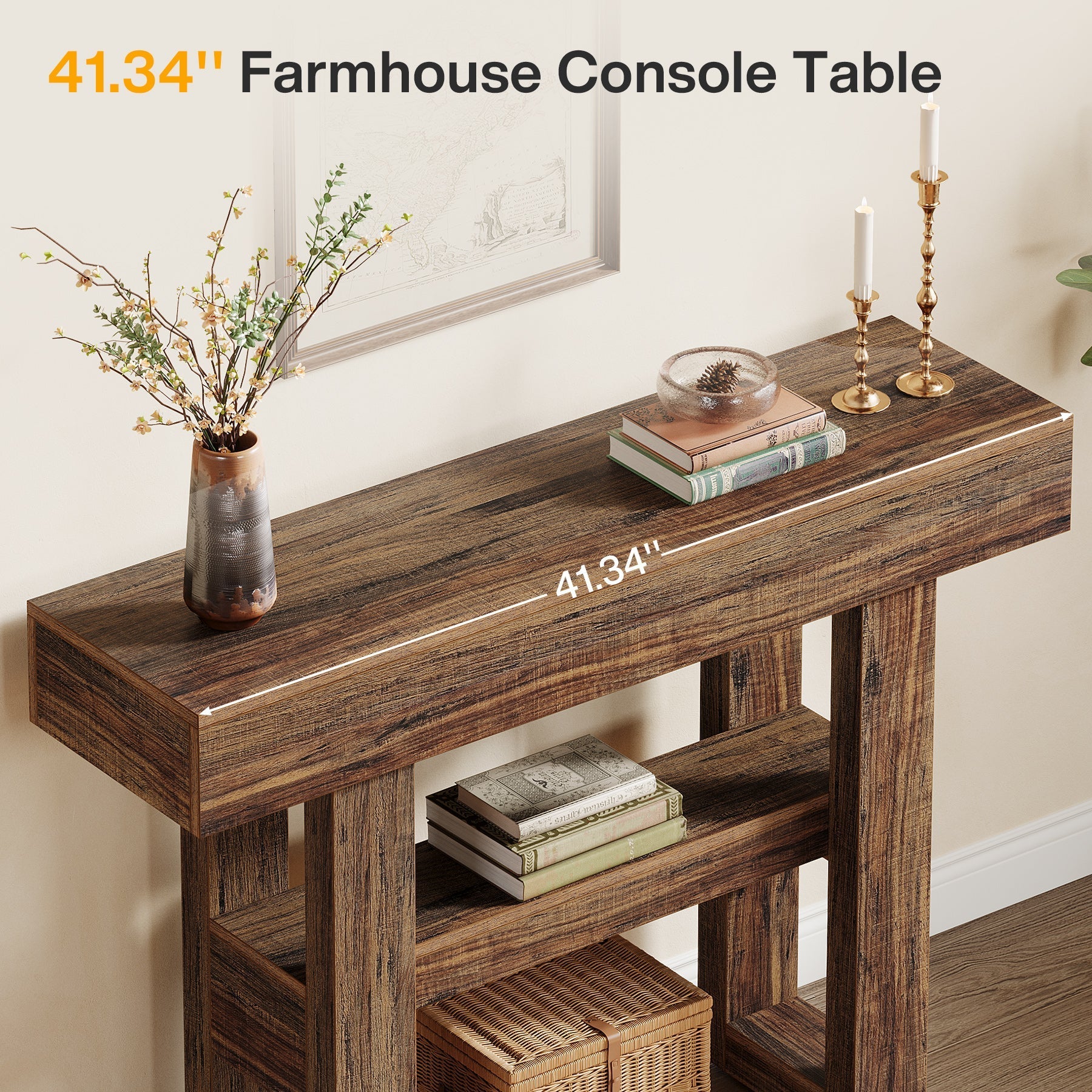 41.3" Console Table, 2 - Tier Narrow Sofa Entryway Table with Storage Tribesigns