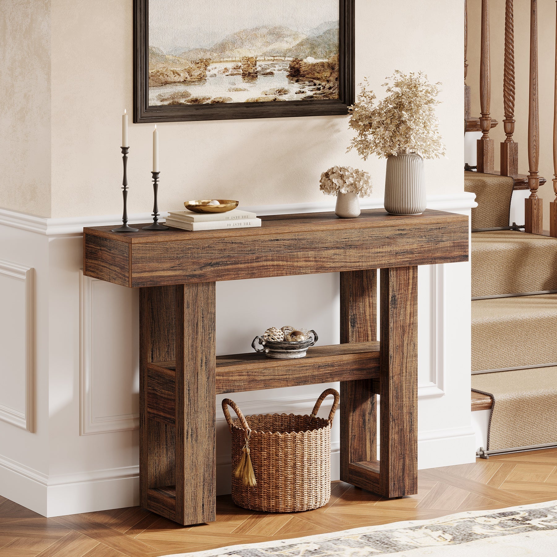 41.3" Console Table, 2 - Tier Narrow Sofa Entryway Table with Storage Tribesigns
