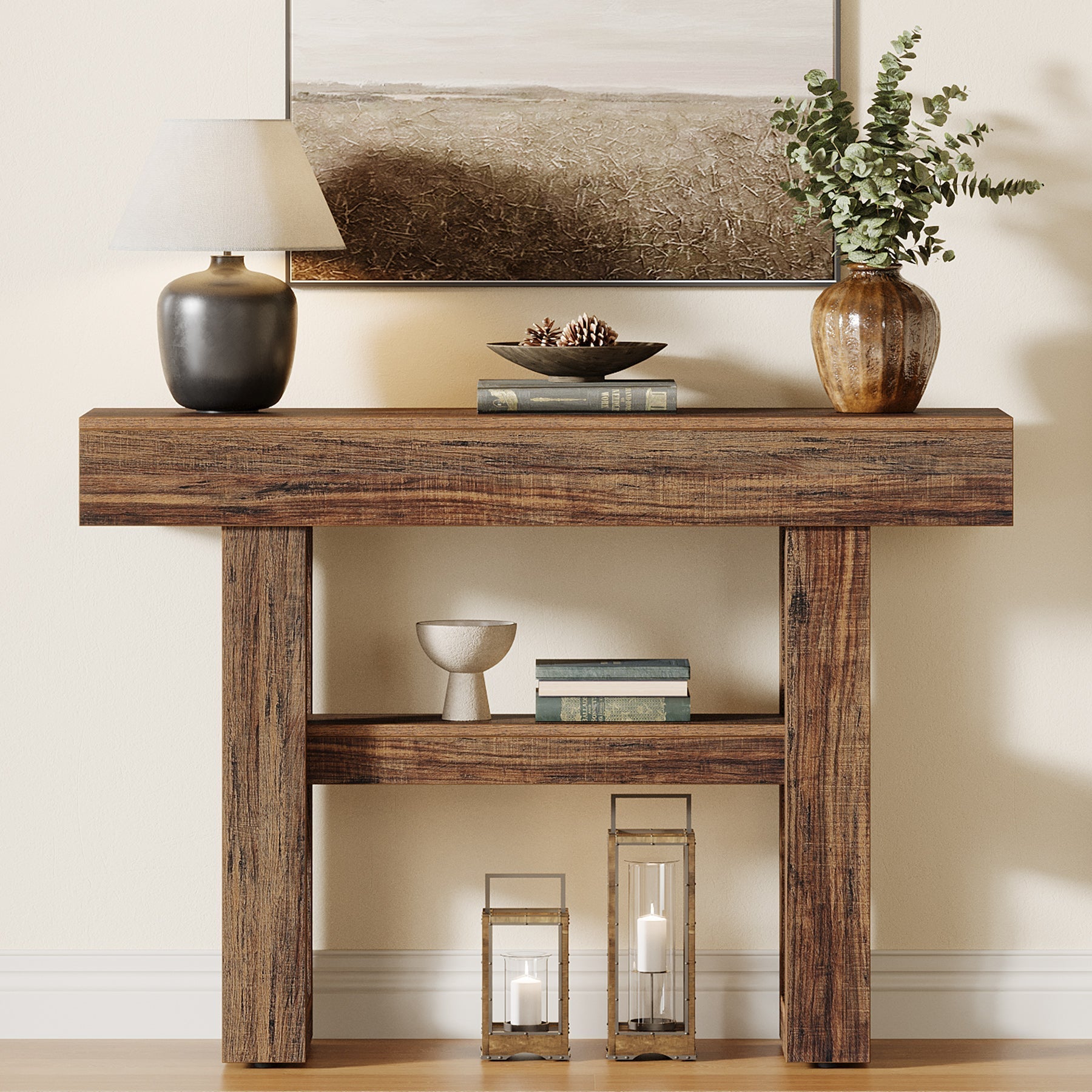 41.3" Console Table, 2 - Tier Narrow Sofa Entryway Table with Storage Tribesigns