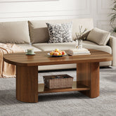 45" Coffee Table, Modern Oval 2 - Tier Center Table With Storage Tribesigns 3