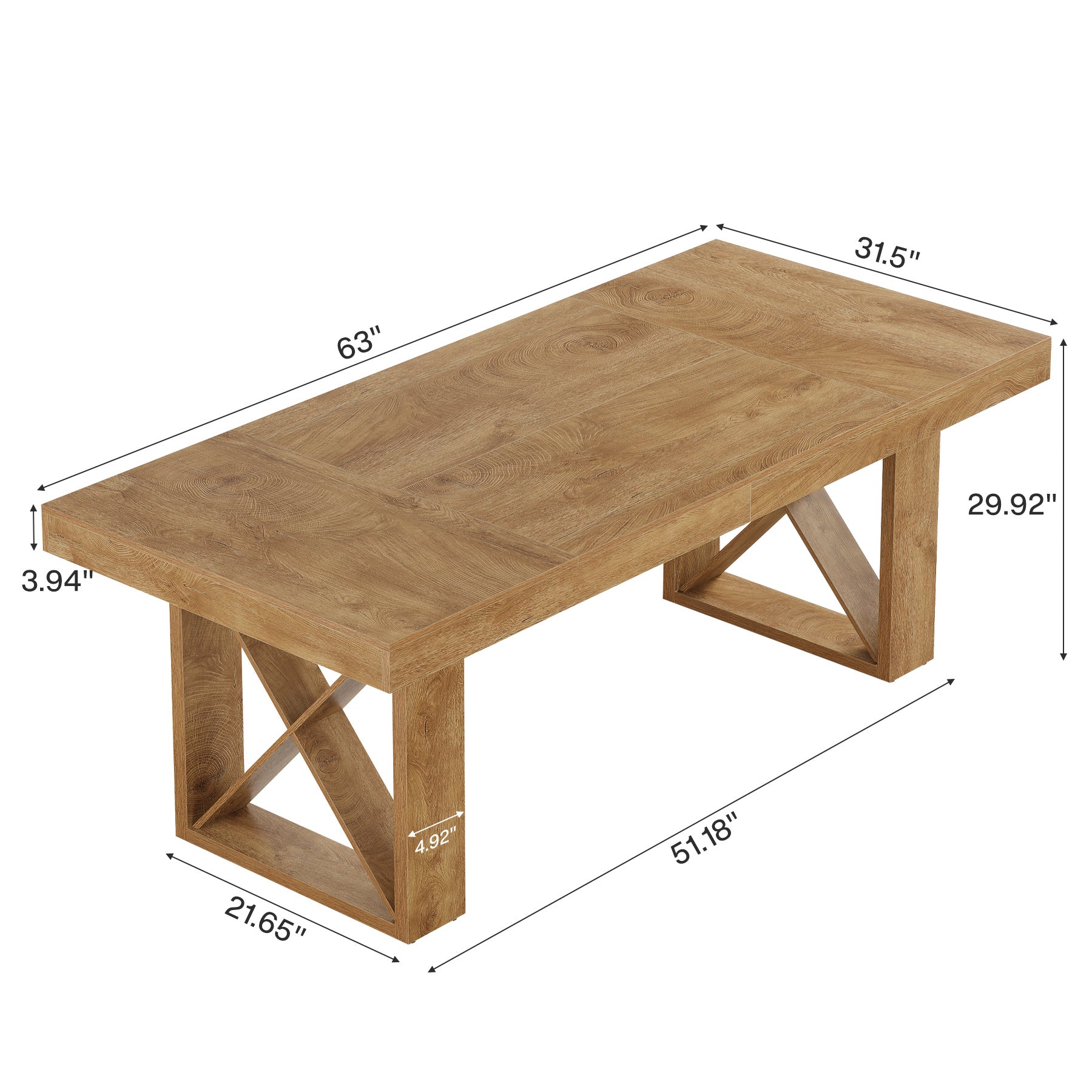 63" Computer Desk, Simple Executive Desk Writing Table for Home Office