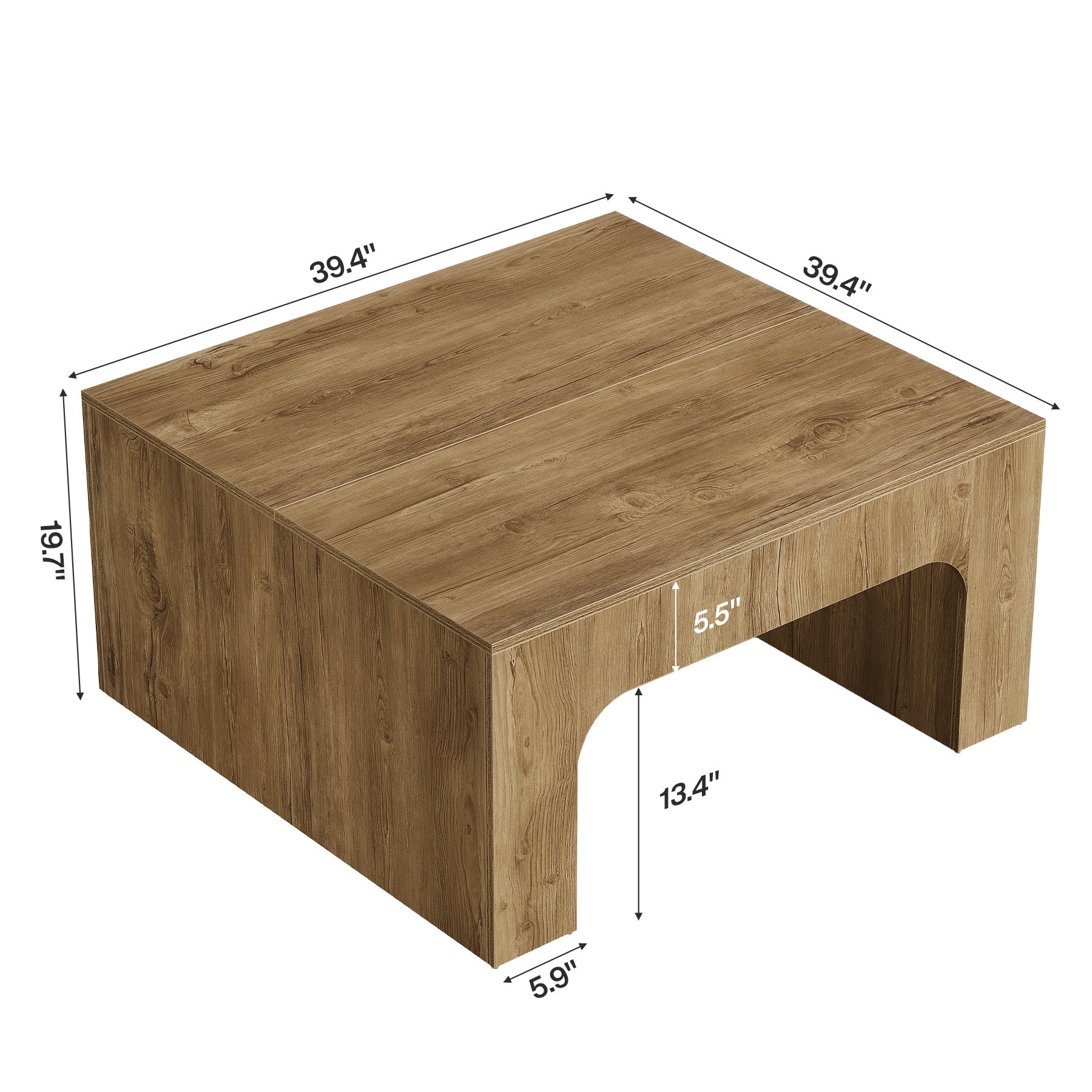 39" Square Coffee Table, Farmhouse Center Table for Living Room