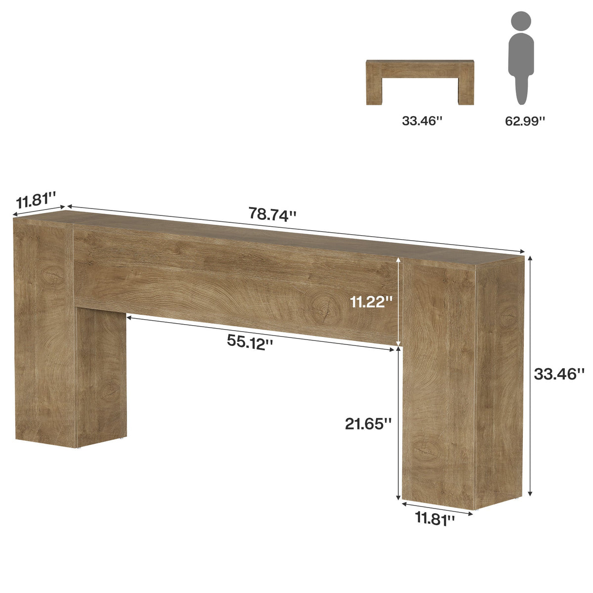 79" Console Table, Farmhouse Sofa Table with Double Pedestal Base for Entryway