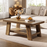 47" Coffee Table, Farmhouse 2 - tier Center Table with Storage Tribesigns 3