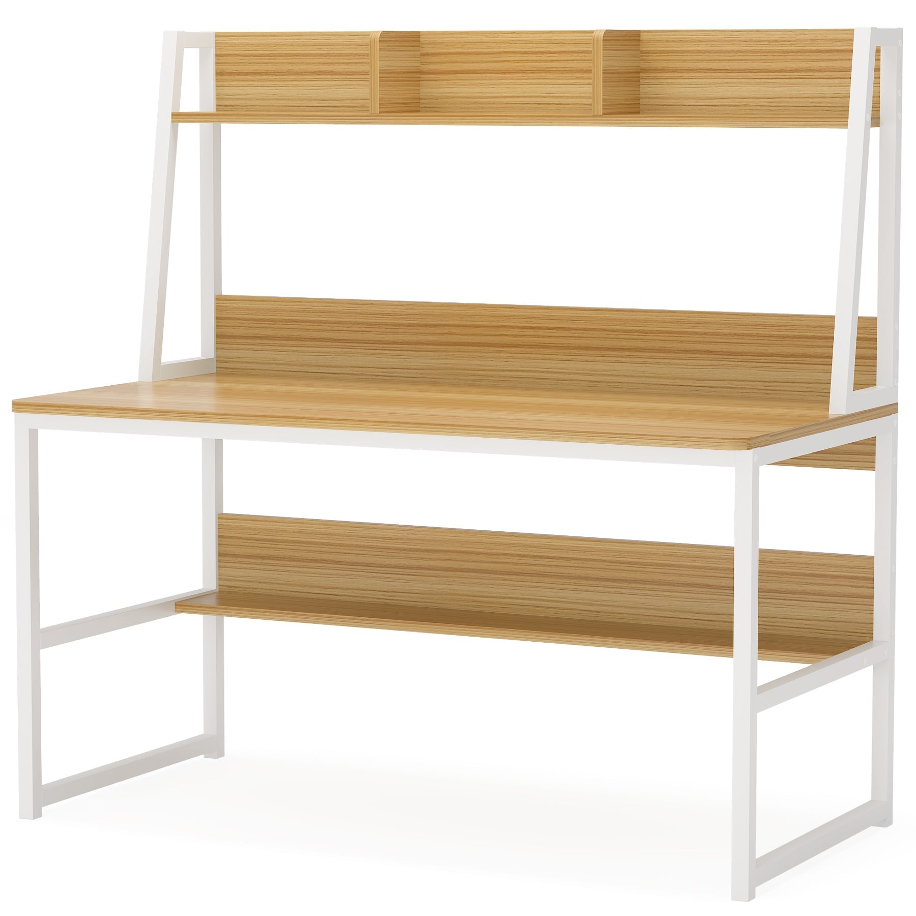 47" Computer Desk, Heavy Duty Writing Desk with Hutch & Bookshelf Tribesigns