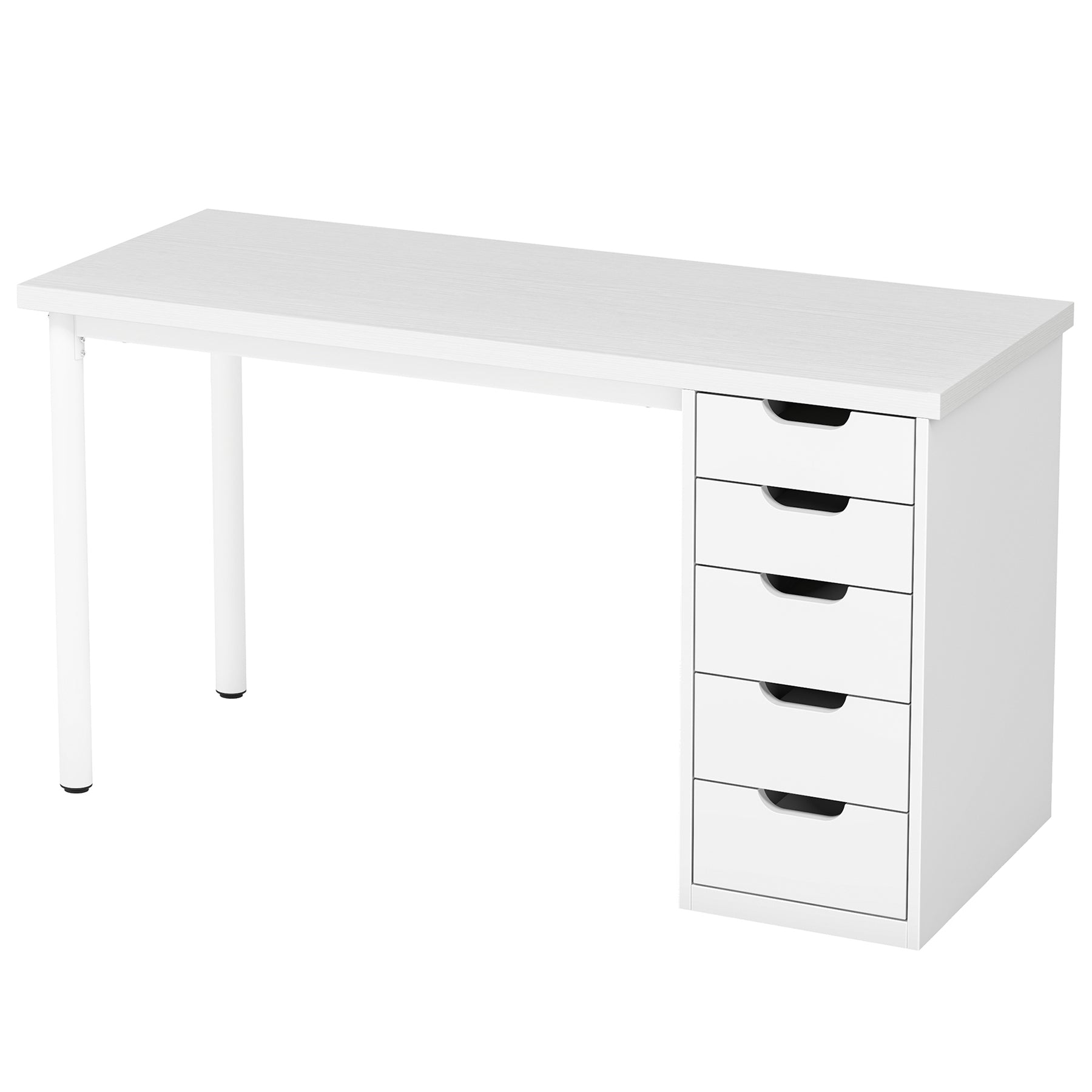 47" Computer Desk with 5 Drawers, Modern Study Table Writing Desk