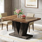 47" Dining Table, Farmhouse Wooden Kitchen Dinner Table with Duty Pedestal Tribesigns 3