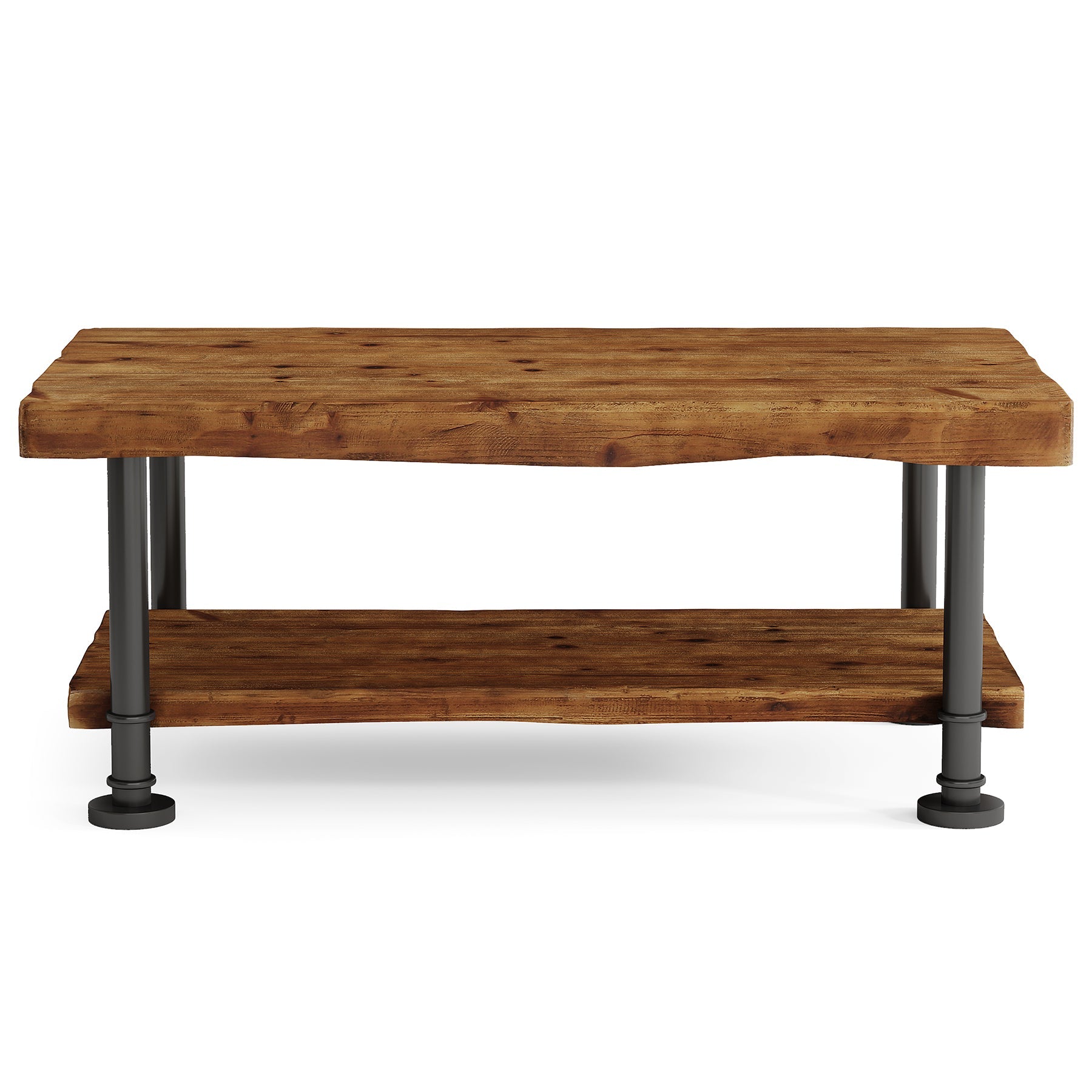 47" Coffee Table, Rectangular Wood Accent Center Table with 2-Tier Shelf