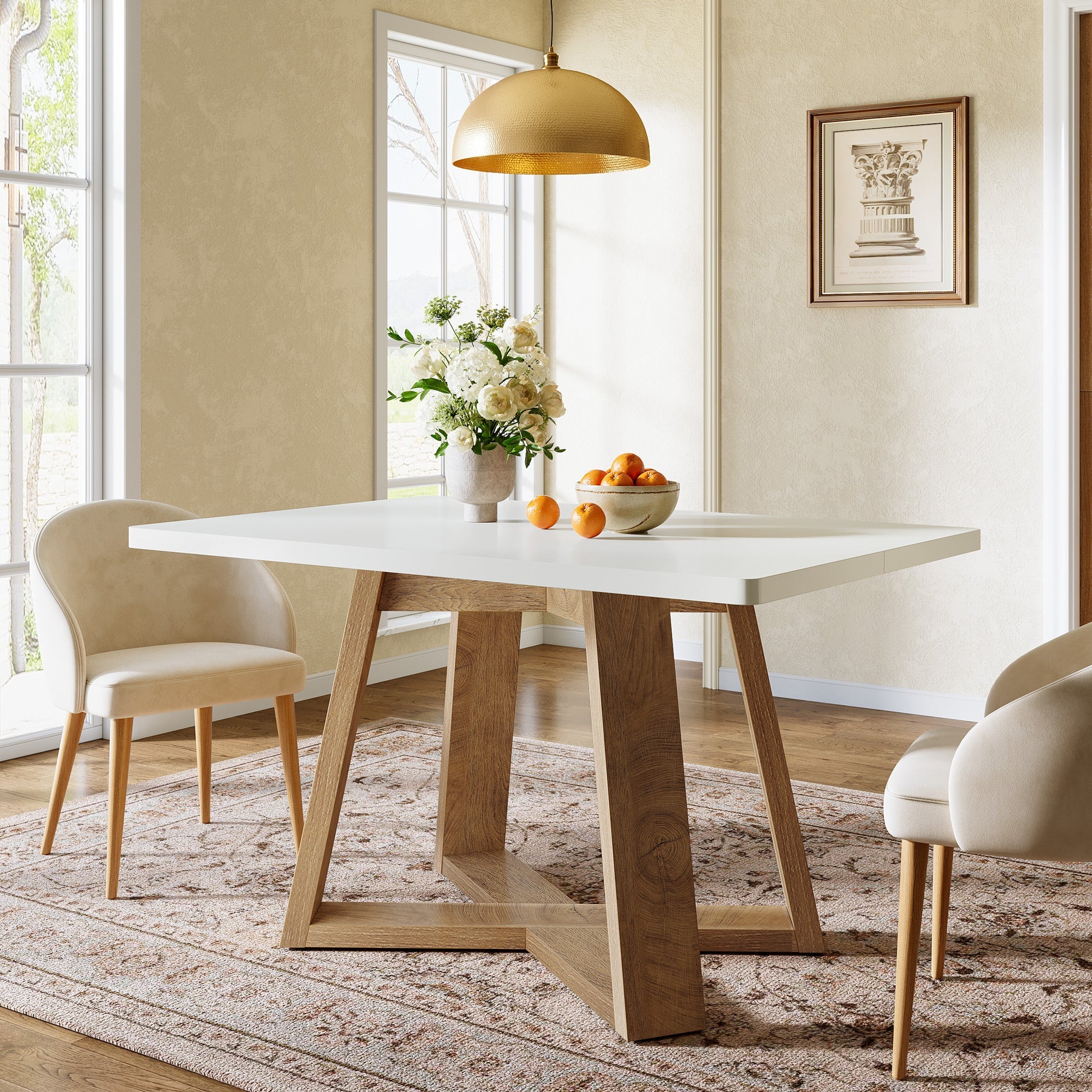 47" Rectangular Dining Table, Modern Kitchen Dinner Table for 4 People