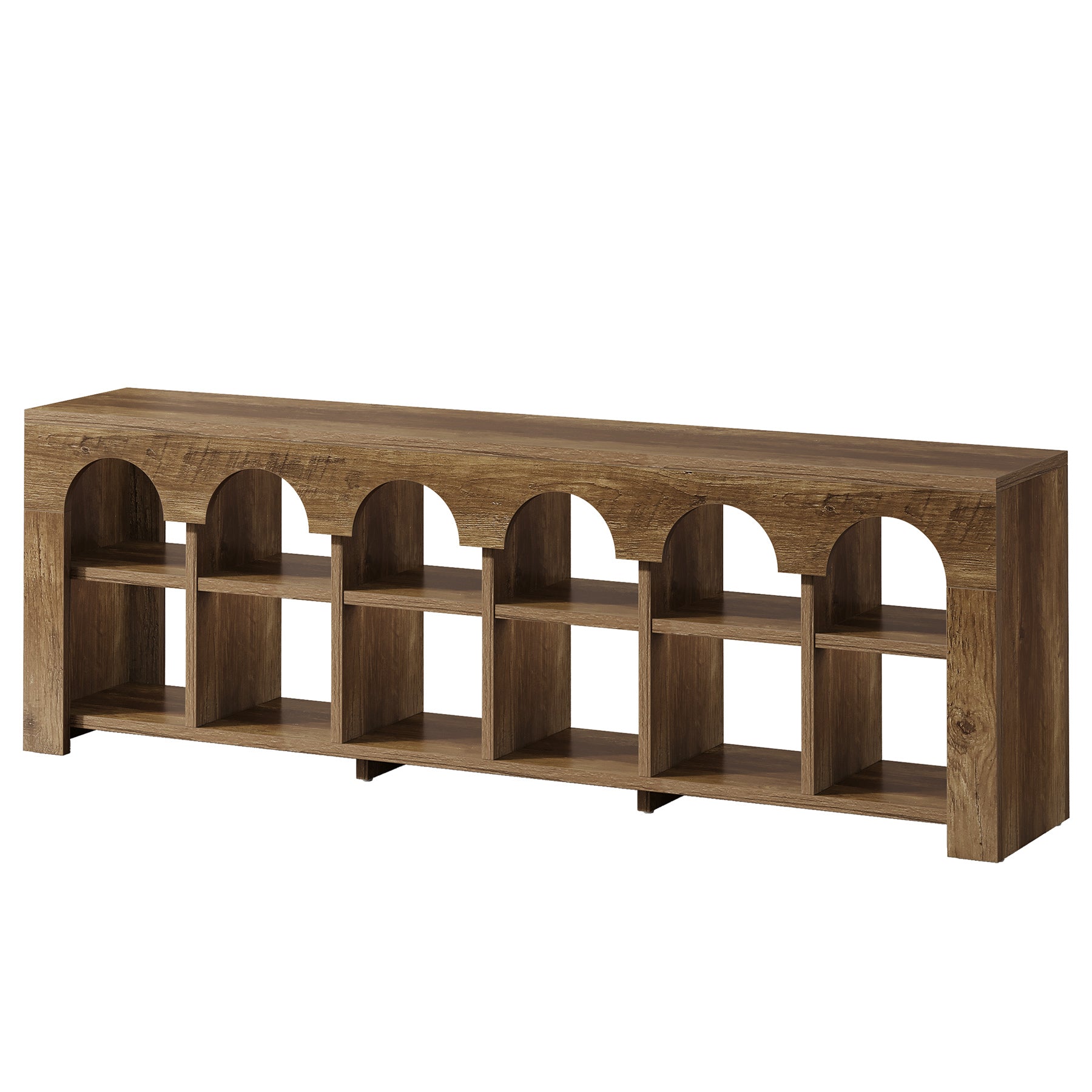 63" Entryway Bench with Shoe Storage, Farmhouse Bench with 12 Cubbies