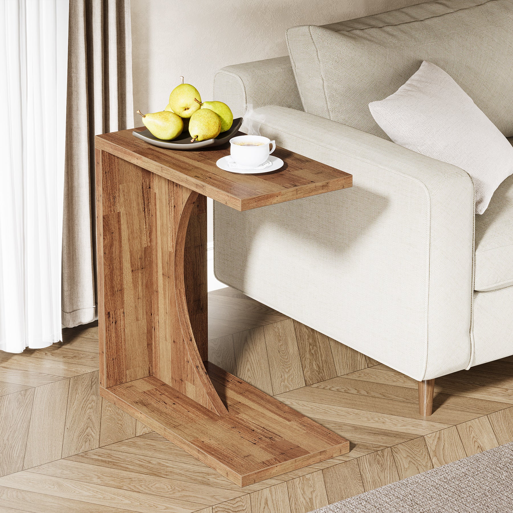 C-Shaped End Table, Sofa Side Table Couch Table for Living Room