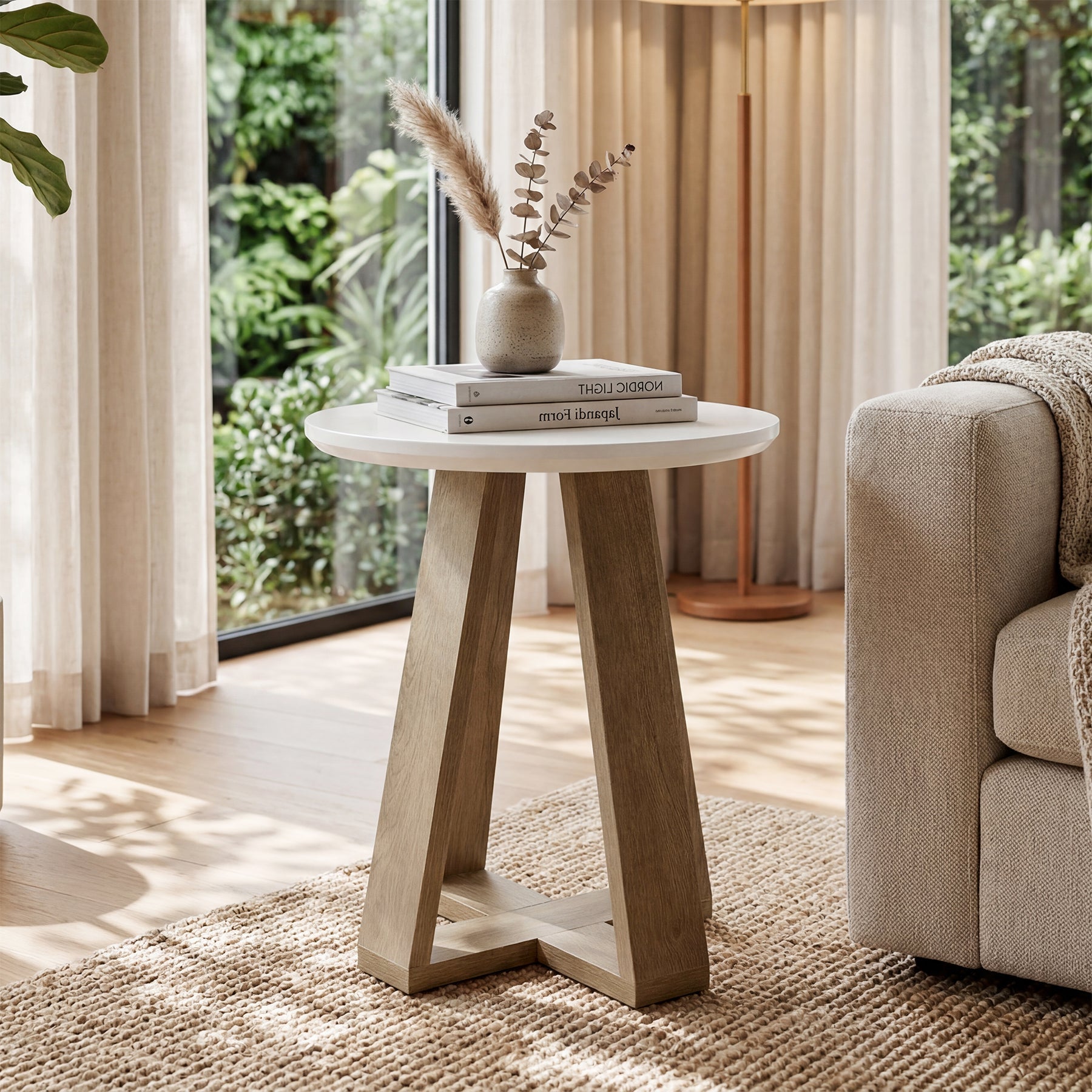 Round End Table, Modern Side Table Small Accent Table for Living Room