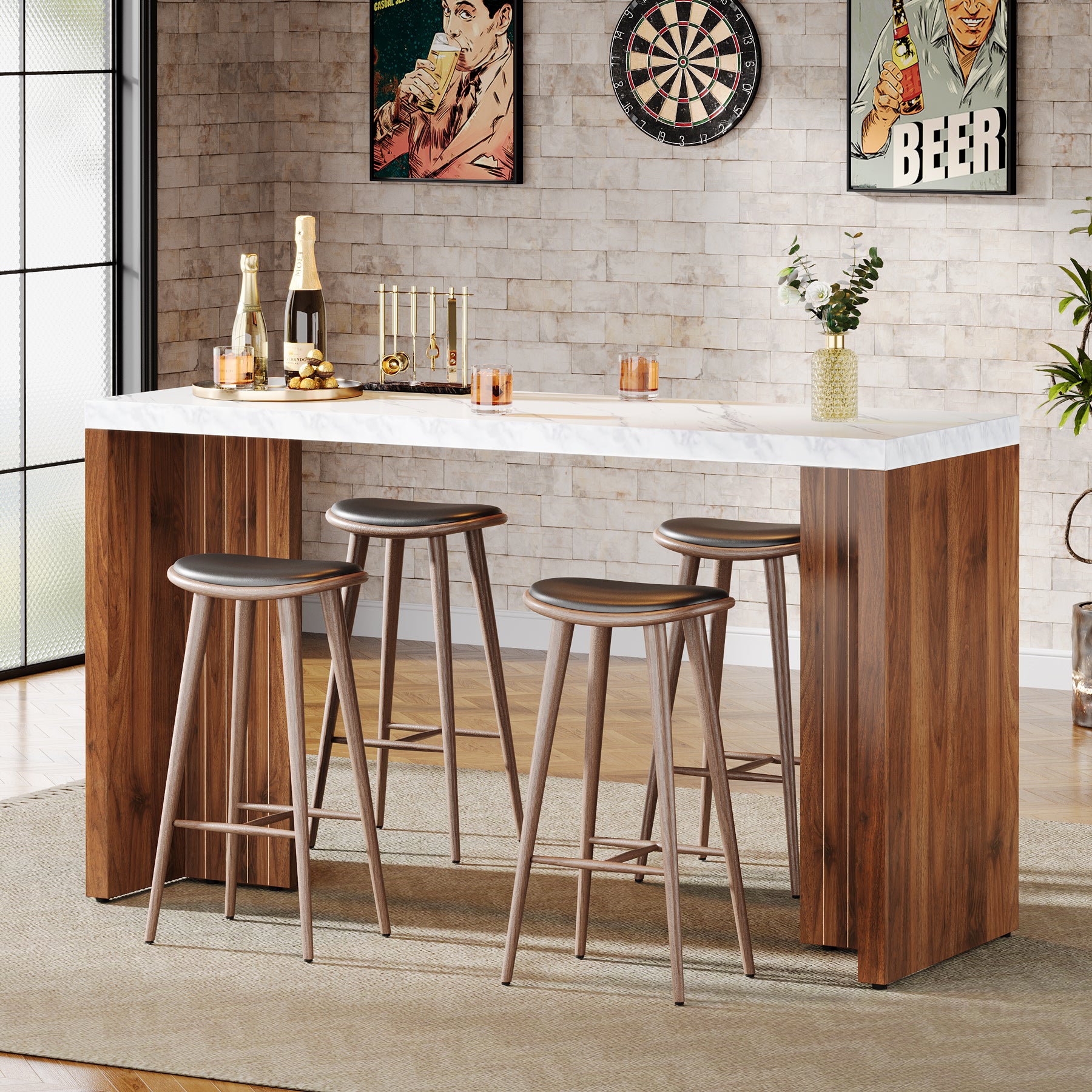 55" Bar Unit, Moedern Home Bar Table Coffee Table