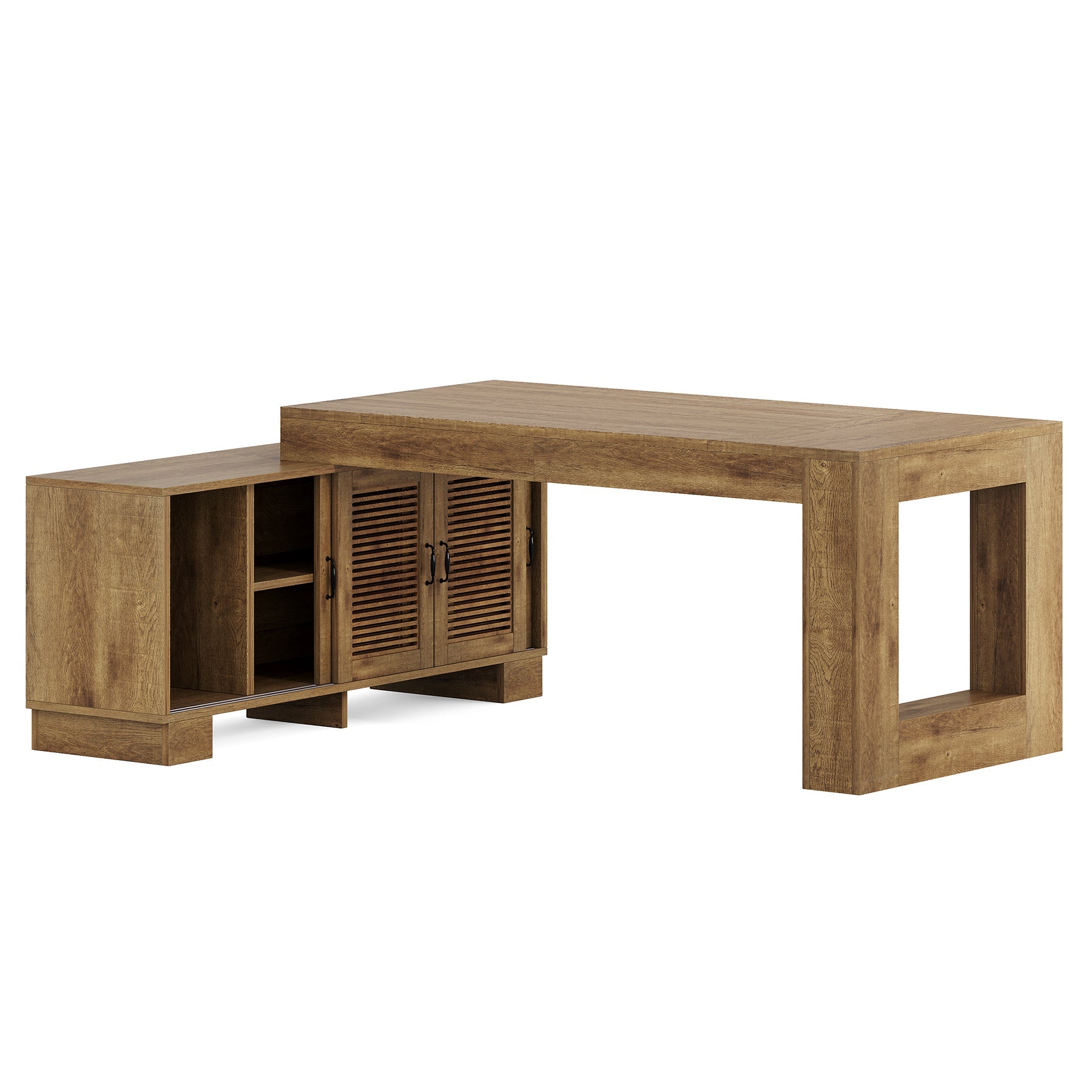 63" Computer Desk, L-shaped Executive Desk with Storage Cabinets