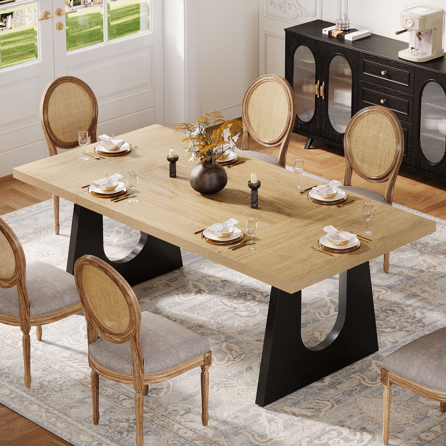 Large Dining Table, 70" Rectangular Kitchen Table for 6-8 People