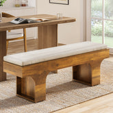 55" Dining Bench with Linen Cushion, Farmhouse Entryway Bench for Hallway 3