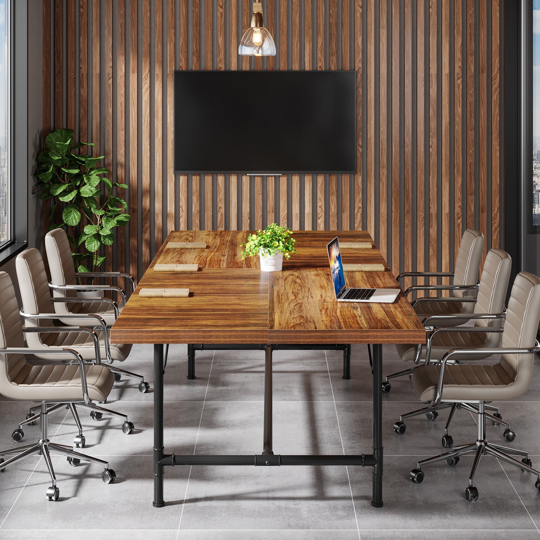 6FT Conference Table, 70.8" Rectangle Training Table Boardroom Desk Tribesigns