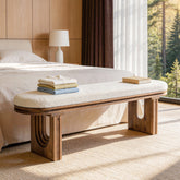Solid Wood Entryway Bench, 47.24" End of Bed Bench with Upholstered 3