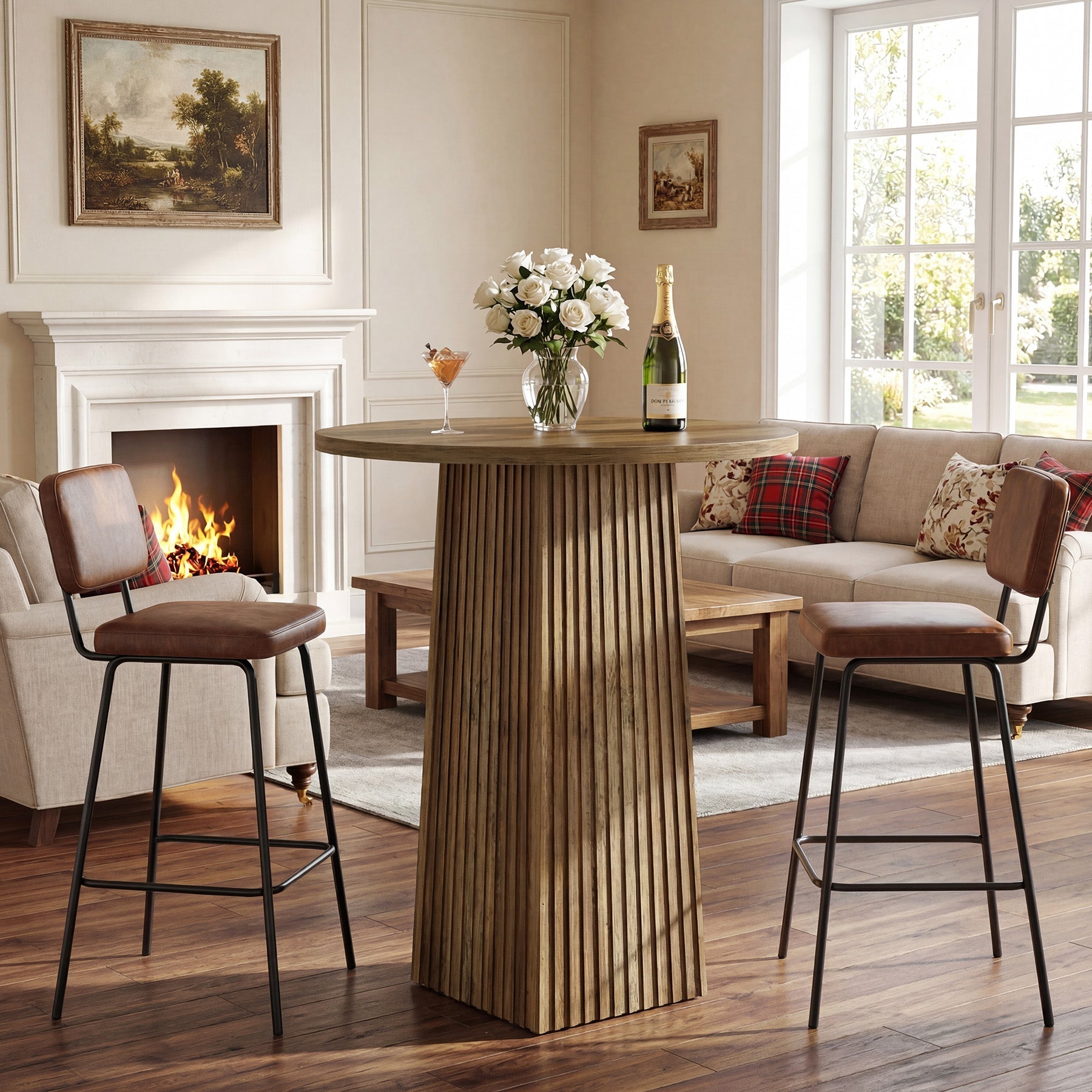 Round Bar Table,  31.5" Pub Table Dining Table for Dining Room, Kitchen