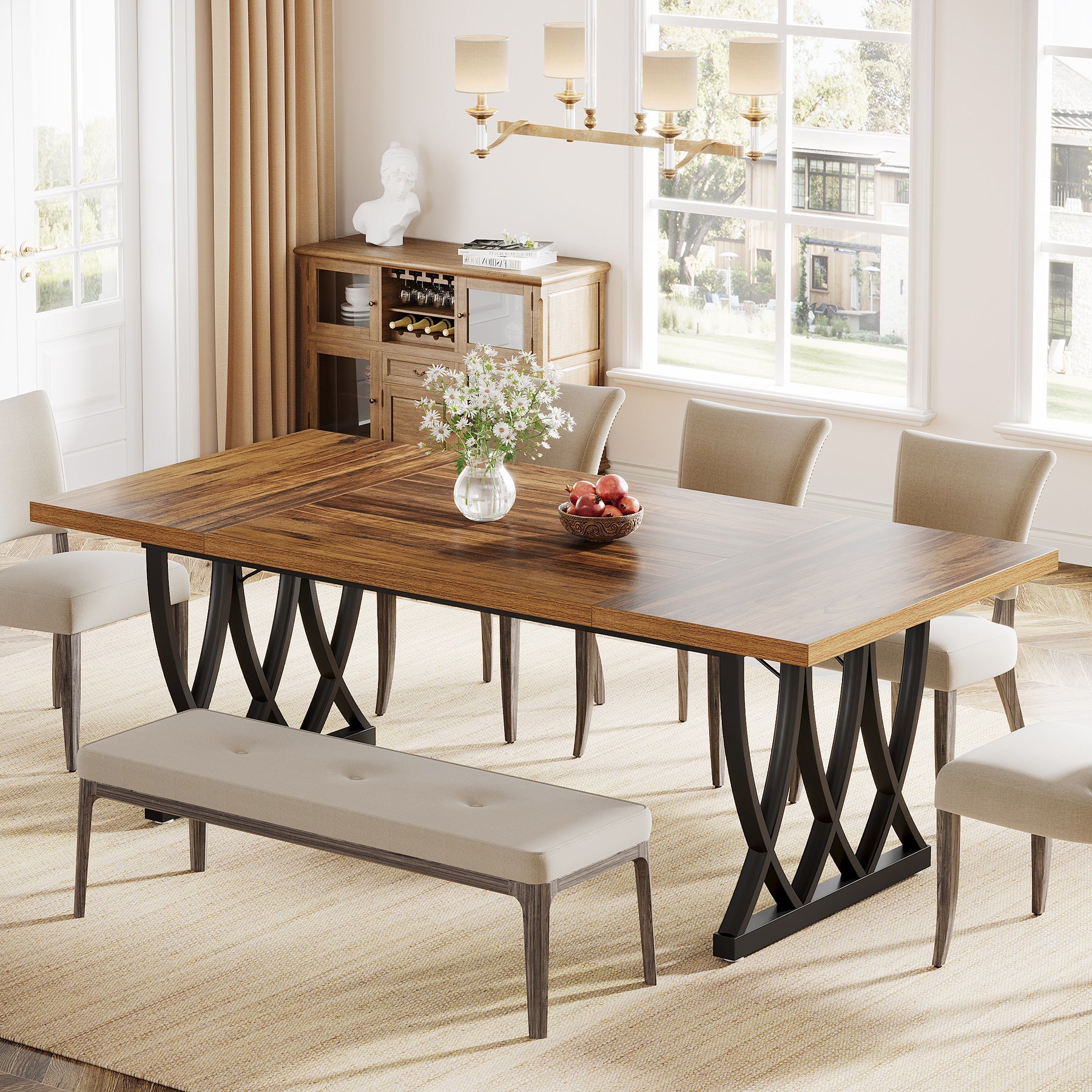 70.8" Dining Table, Wood Kitchen Table Dinner Table for 6 - 8 People Tribesigns