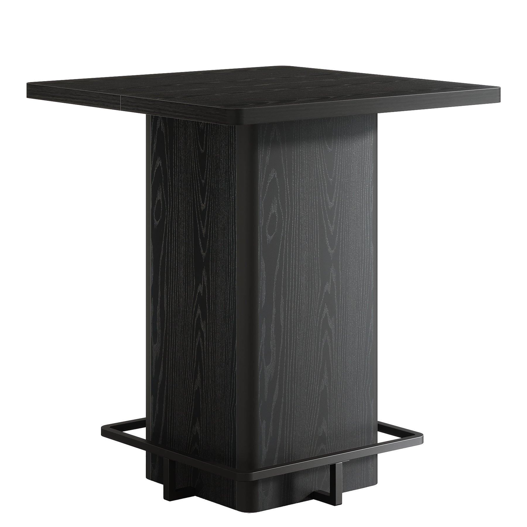 Square Bar Table, 39.37" Bistro Pub Table with Metal Frame Footrest