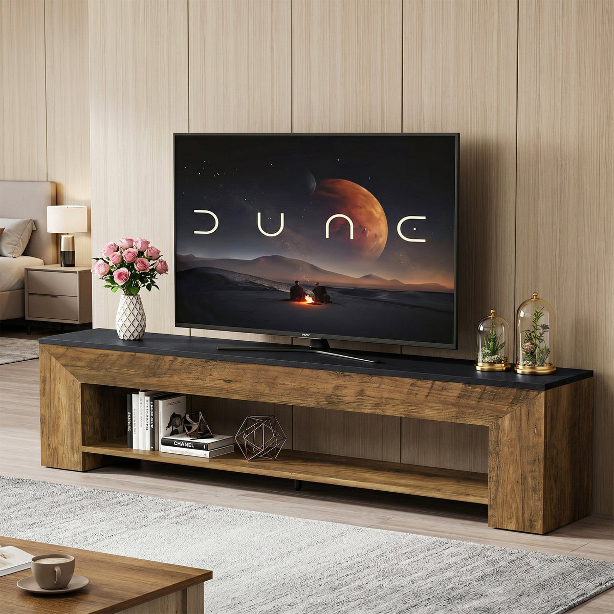71" TV Stand, Large Entertainment Center with Shelf for TVs up to 80"