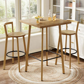 Square Bar Table and Chair Set, 39.4" H Bistro Pub Table with 2 Chairs 3