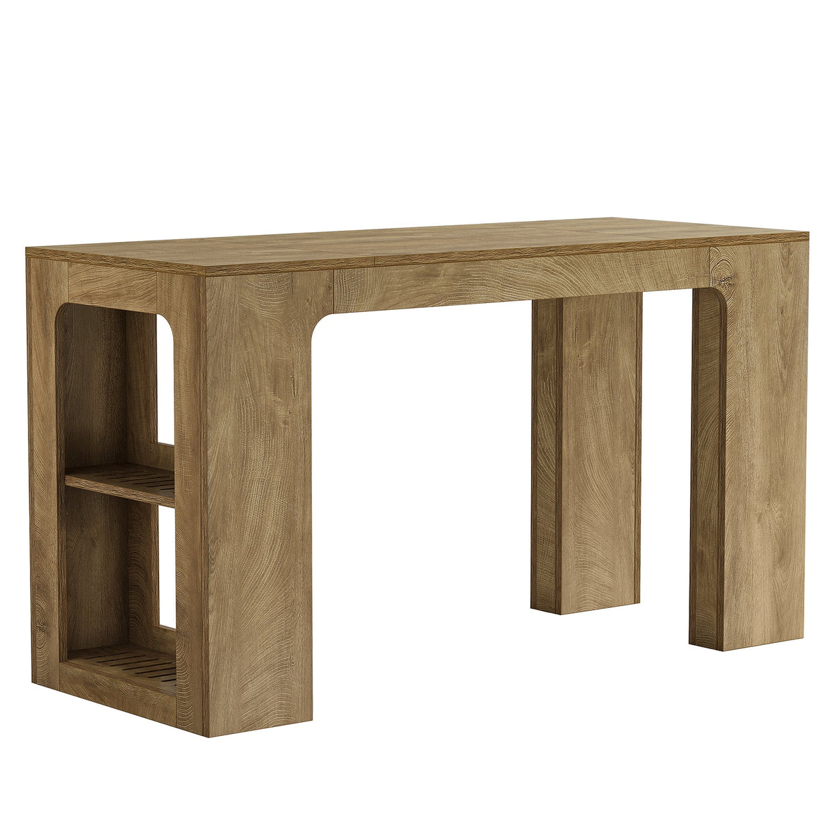 63" Long Kitchen Island, Counter Height Stationary Island Stand with Spacious Legroom