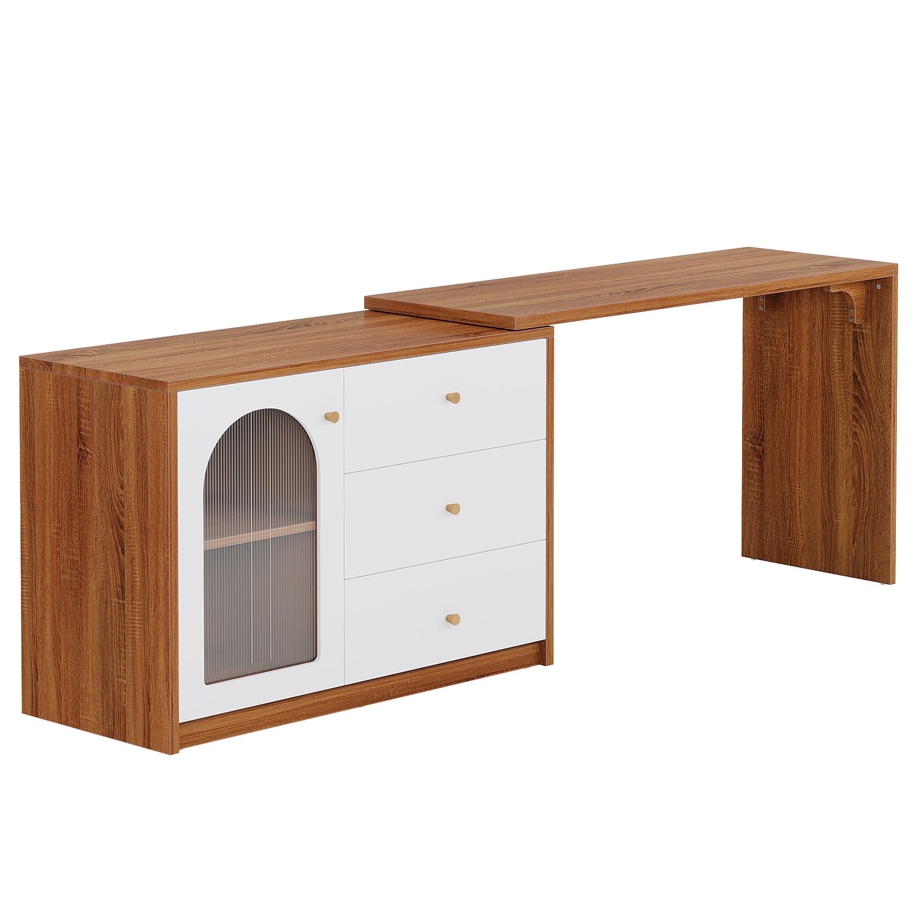 L-Shaped Computer Desk, Corner Office Desk with Reversible Storage Cabinet