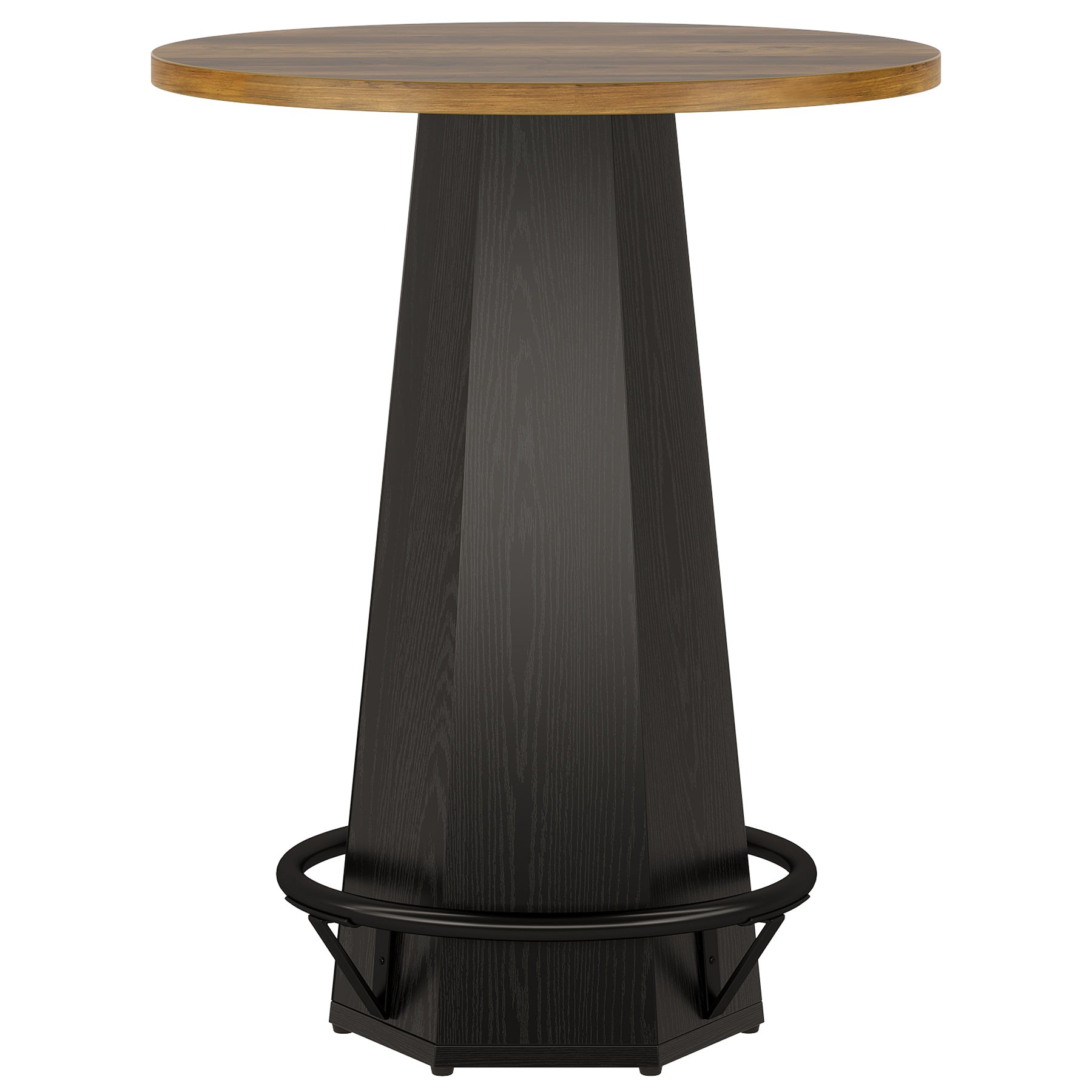 Round Bar Table for 2 People, 39.4" H Industrial Counter Height Pub Table with Metal Footrest