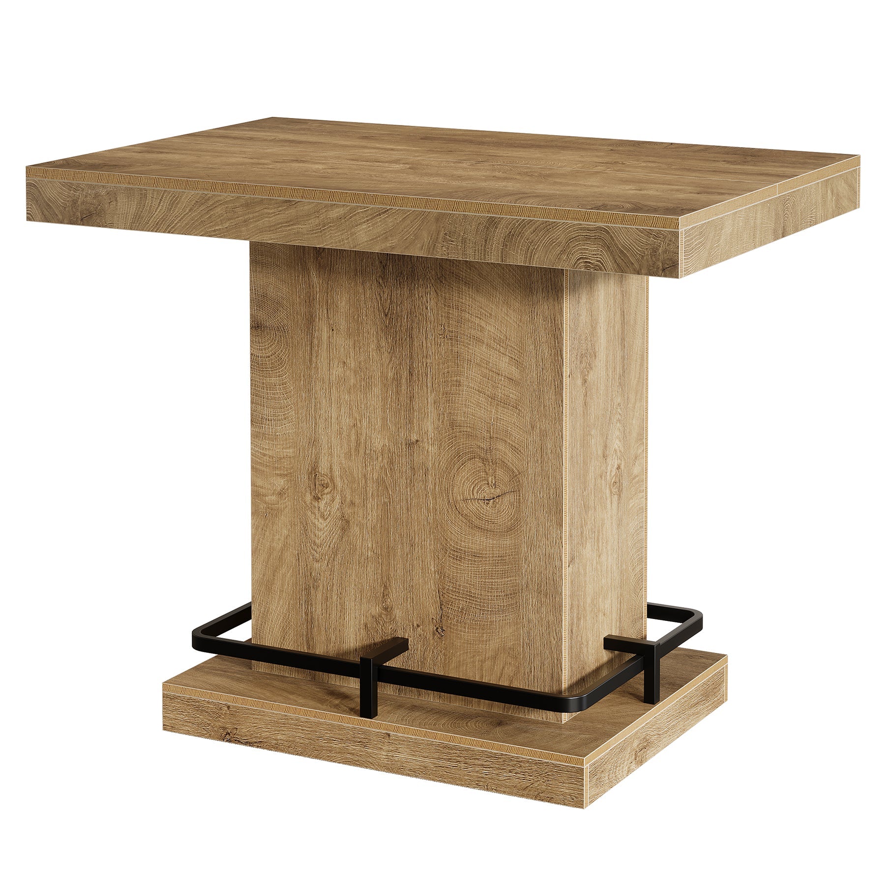 47" Bar Table, Rectangular Bistro Pub Table with Metal Footrest