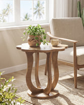 25.6" Flower-Shaped End Table, Farmhouse Sofa Side Table with Artistic Leg 3