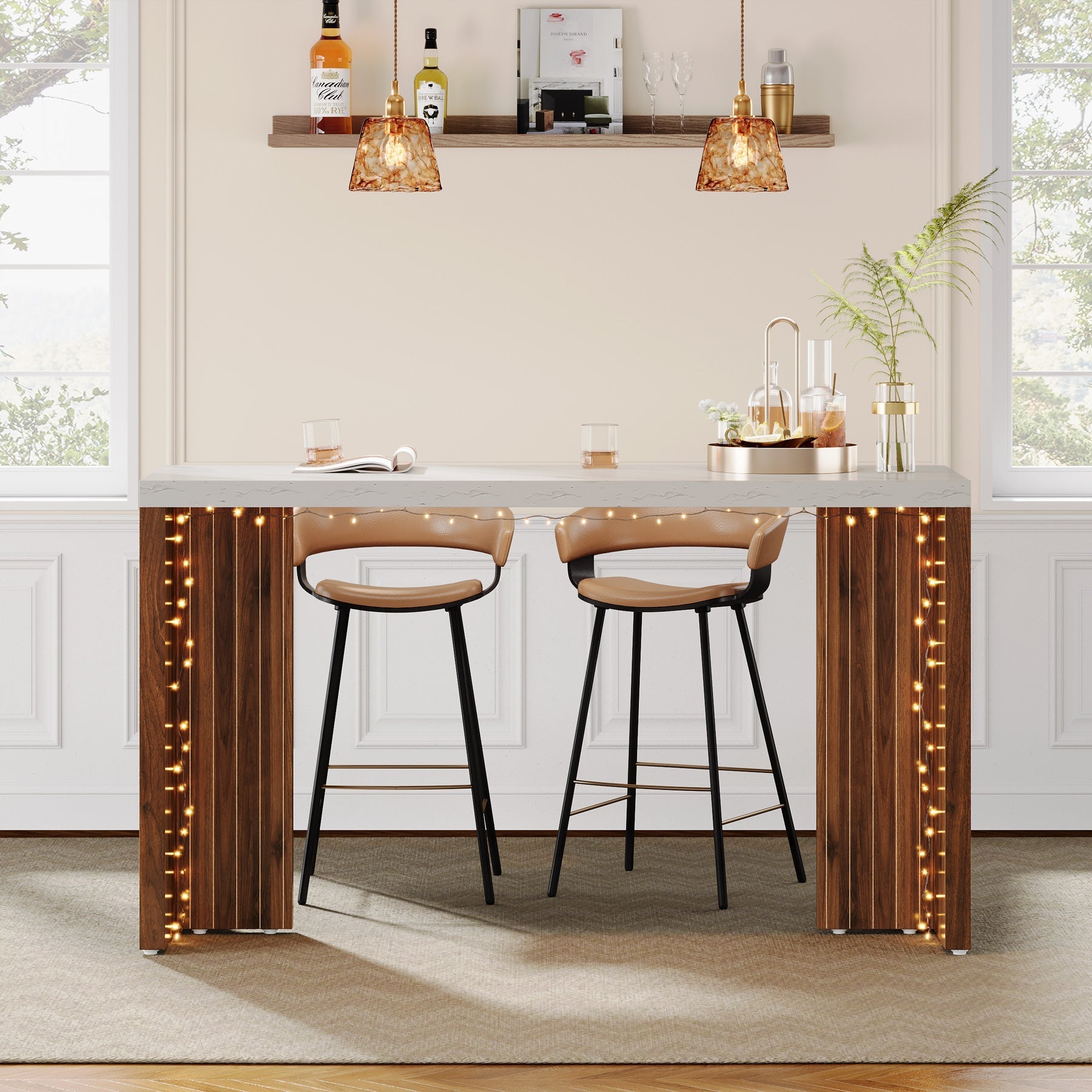 55" Bar Unit, Moedern Home Bar Table Coffee Table Tribesigns