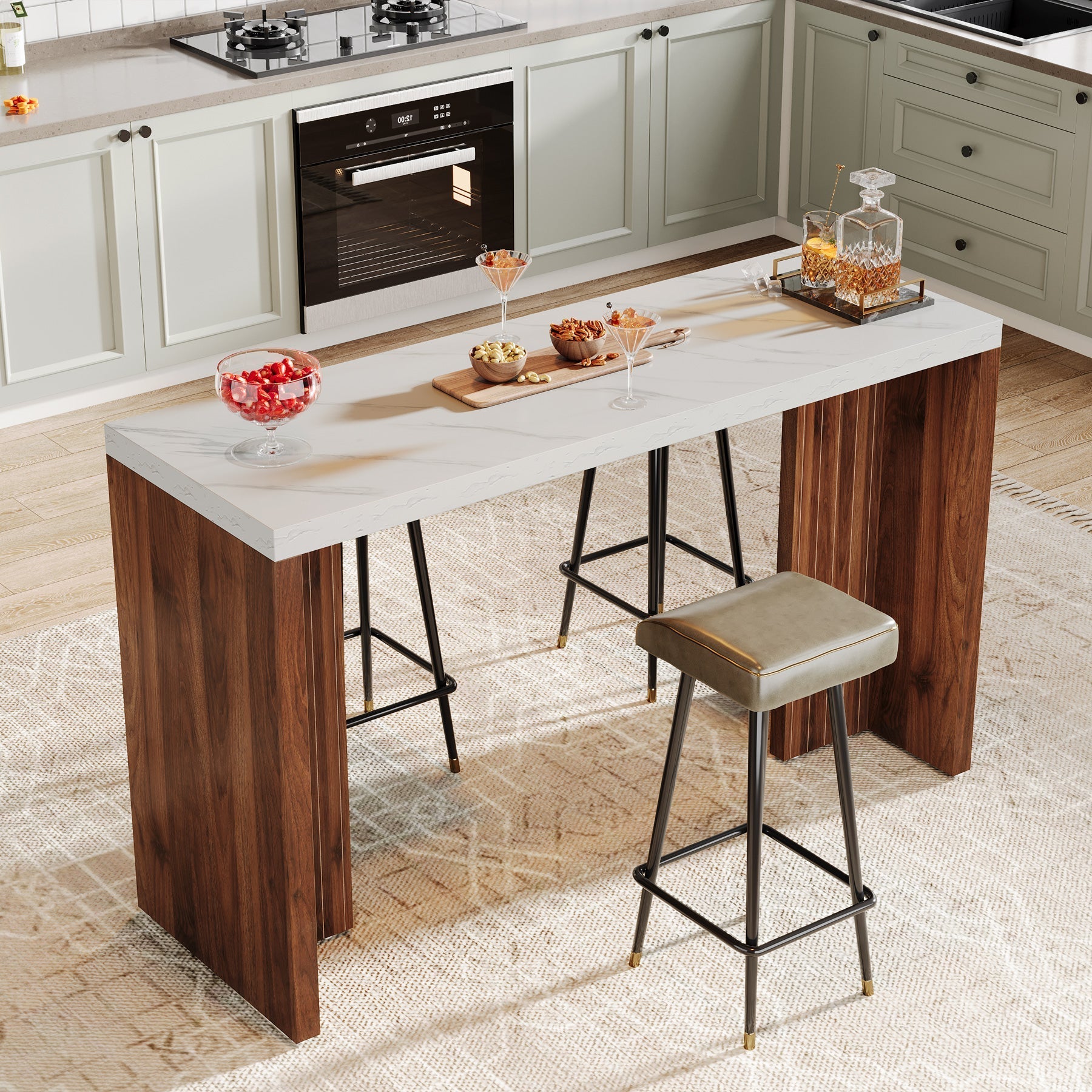 55" Bar Unit, Moedern Home Bar Table Coffee Table Tribesigns