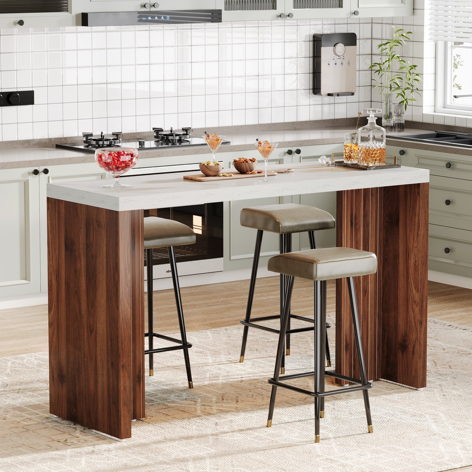 55" Bar Unit, Moedern Home Bar Table Coffee Table Tribesigns