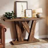 55" Console Table, Farmhouse Entryway Table With Geometric Base Tribesigns 3