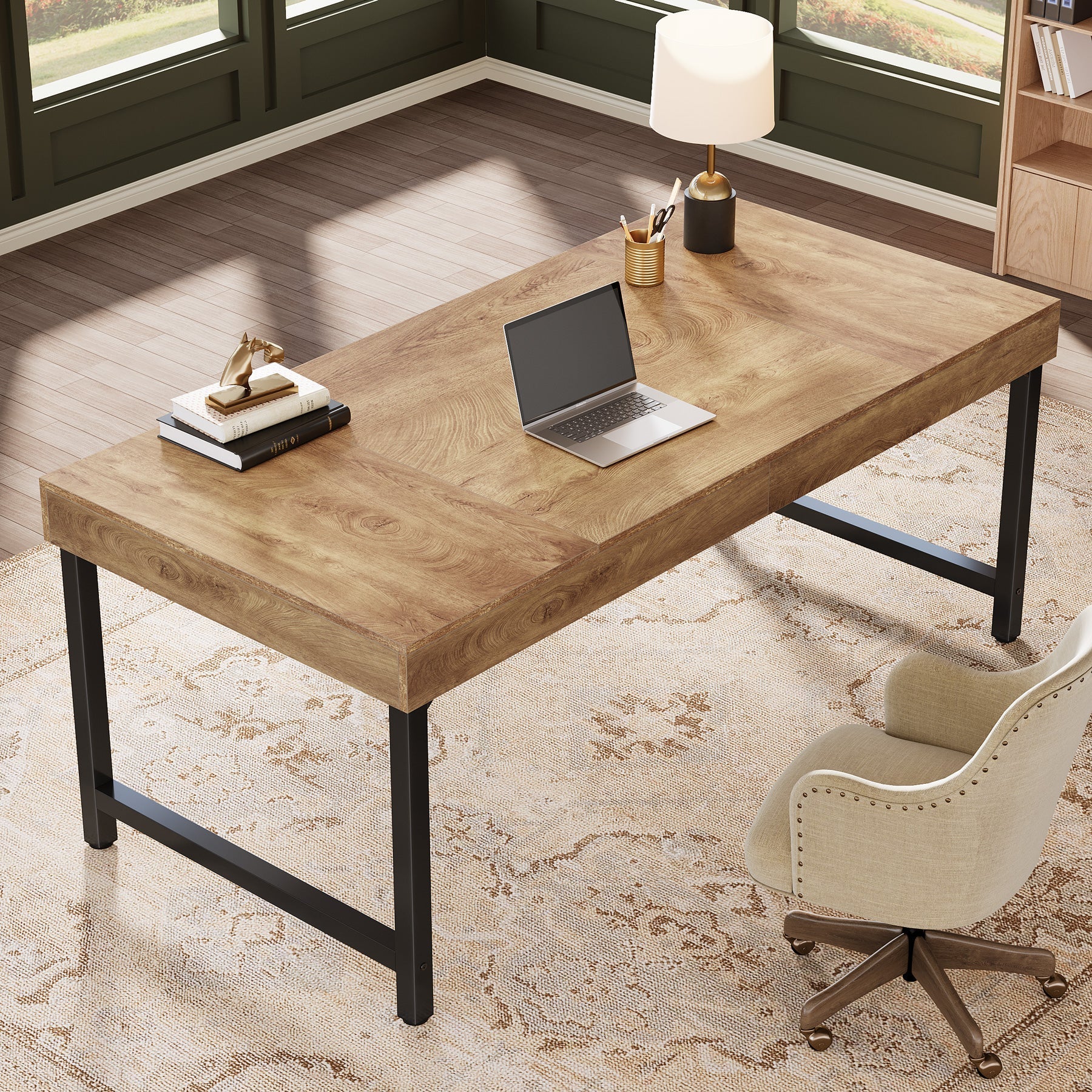 55" Executive Desk, Simple Computer Desk for Home Office Tribesigns