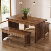 55" Kitchen Table with 2 Benches, 3 - Piece Dining Table Set for 4 - 6 People Tribesigns 3